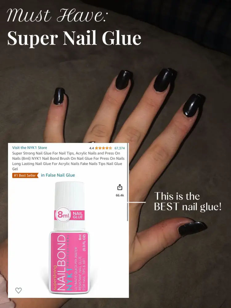 Super Strong Nail Glue For Nail Tips, Acrylic Nails and Press On Nails  (8ml) NYK1 Nail Bond Brush On Nail Glue For Press On Nails Long Lasting  Nail Glue For Acrylic Nails