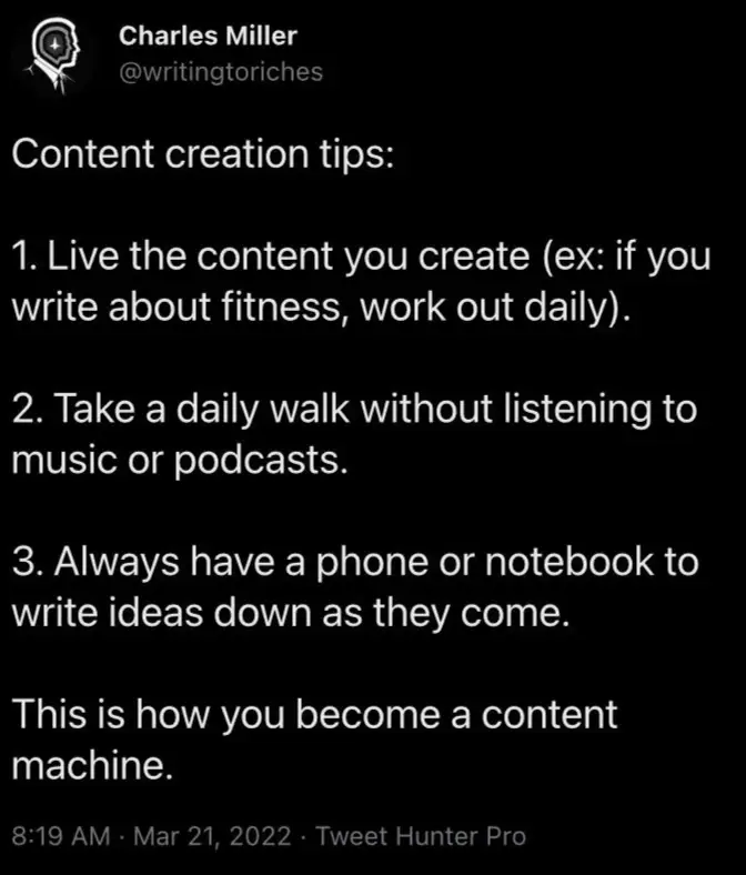  A list of writing tips for content creation.