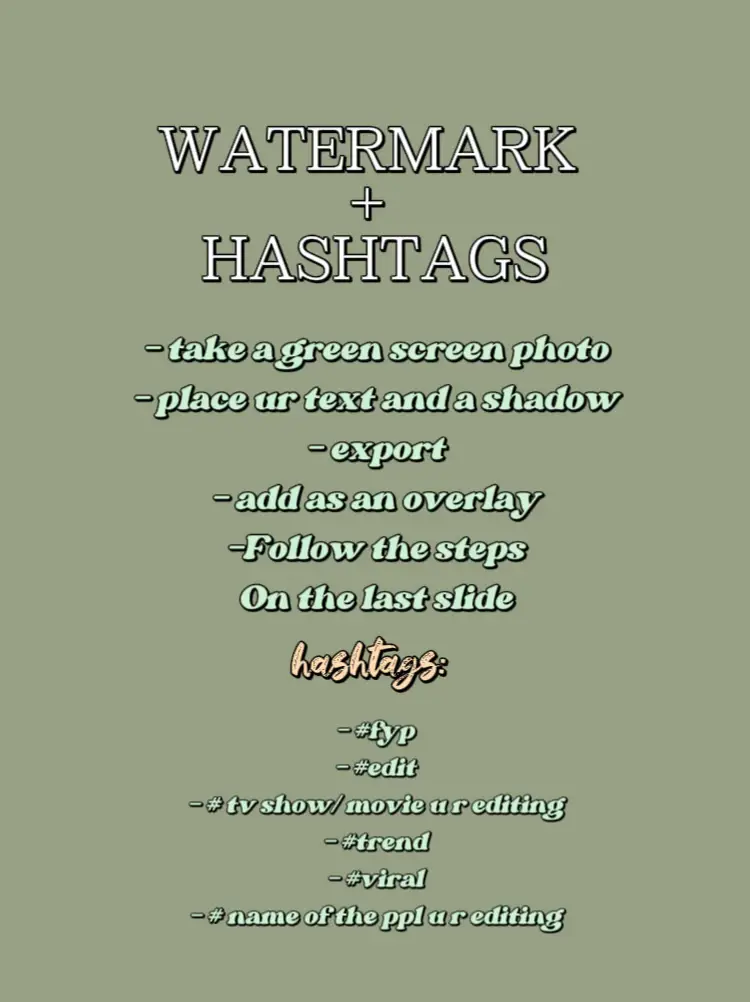  A list of watermarks and hashtags for a photo.