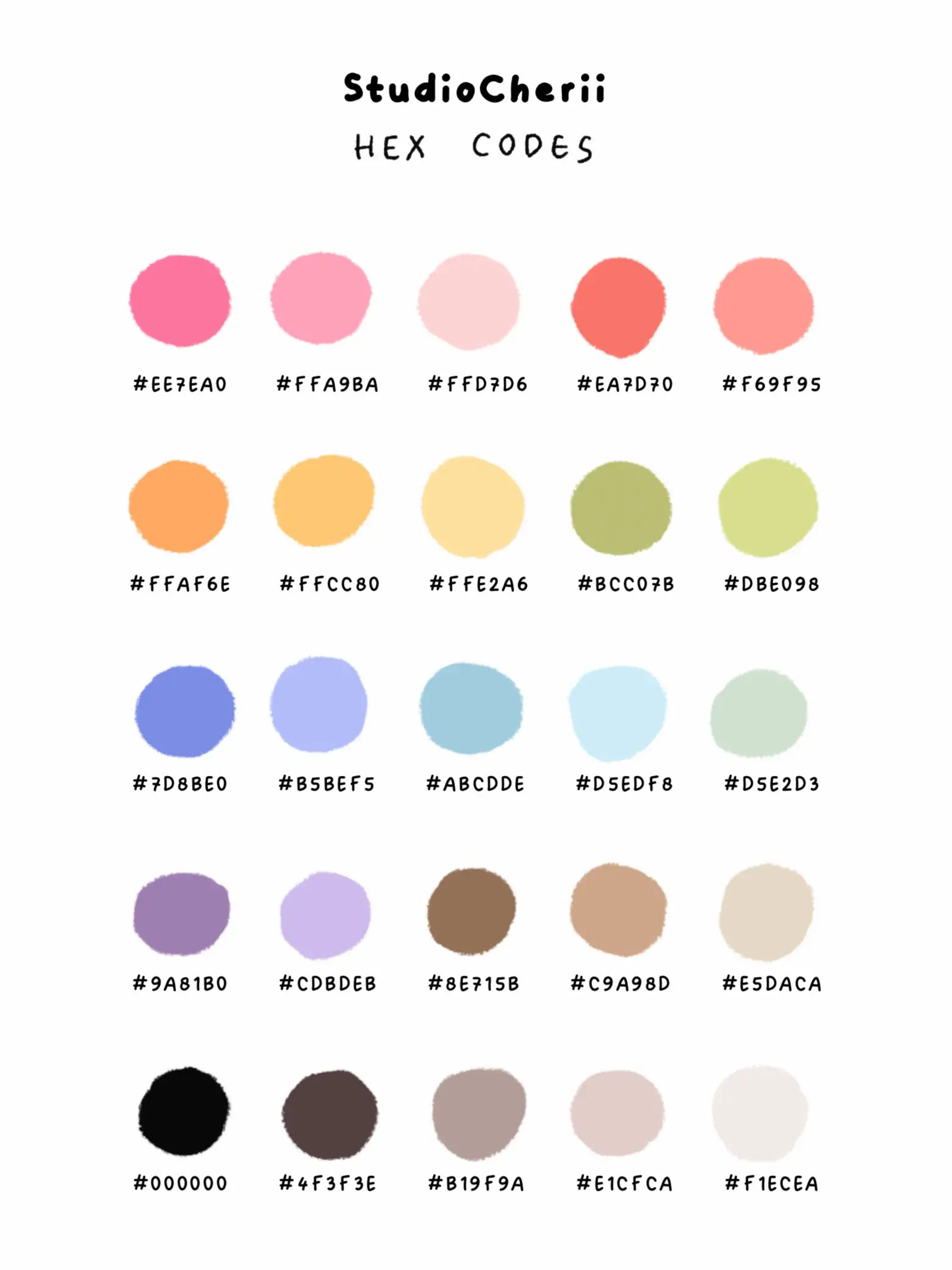 Purity Procreate Palette, 30 HEX Color Codes, Instant Digital Download,  iPad Pro Art Illustration, Nude Warm Beige Pastel Color Swatches