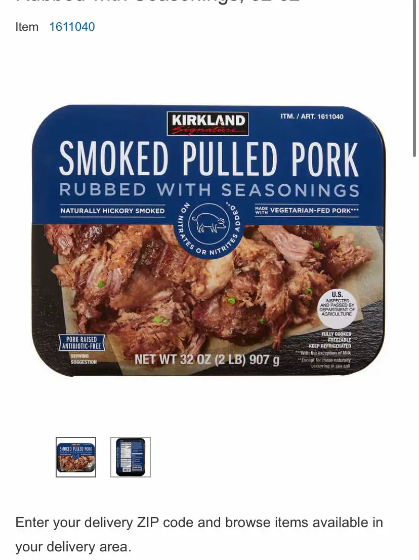 Kirkland smoked pulled outlet pork