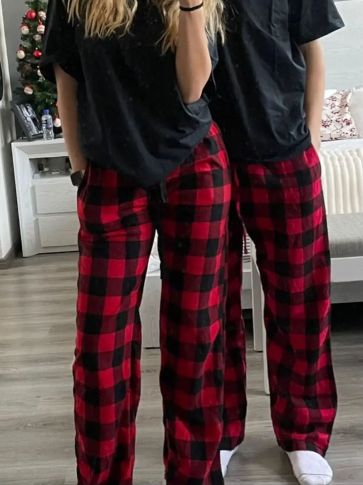 MyFav Matching Family Pajamas Sets Christmas Pjs with Letter and Plaid Long  Sleeve Jammies,Black,Women-XS at  Women's Clothing store