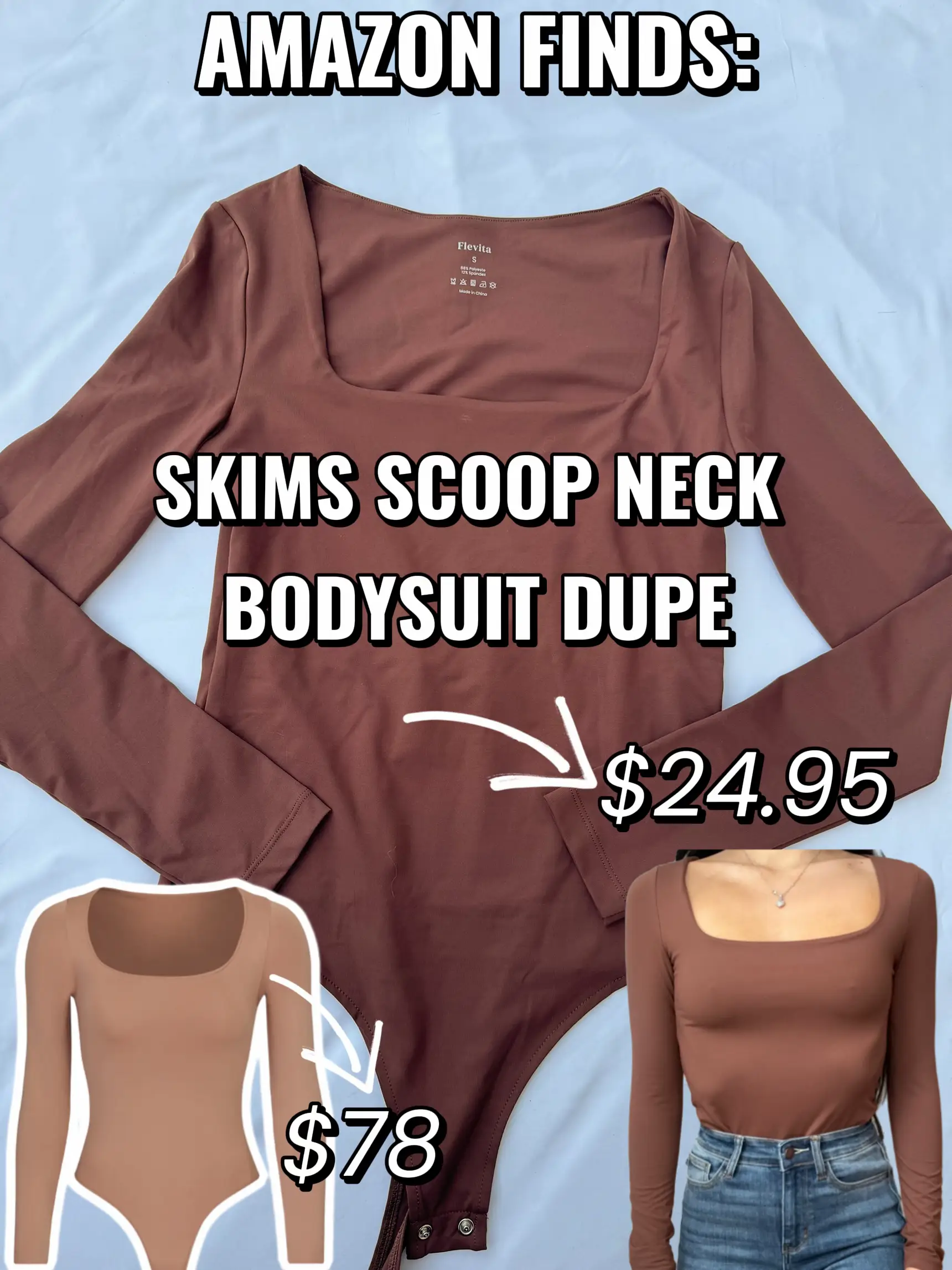 SHEIN PETITE Rib-knit Scoop Neck Bodysuit