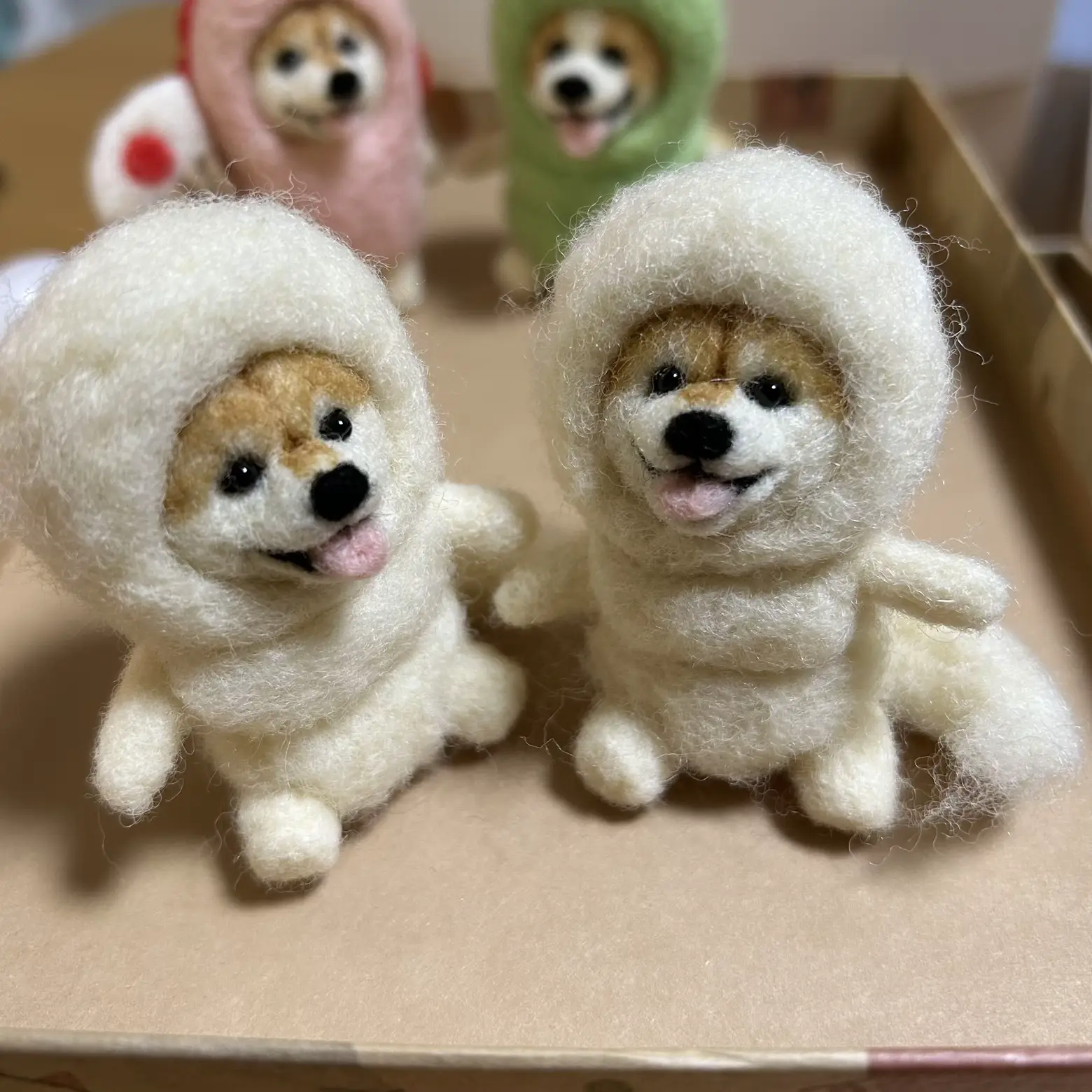 羊毛フェルト 豆柴 茶柴 柴犬 芝生 犬 ハンドメイド