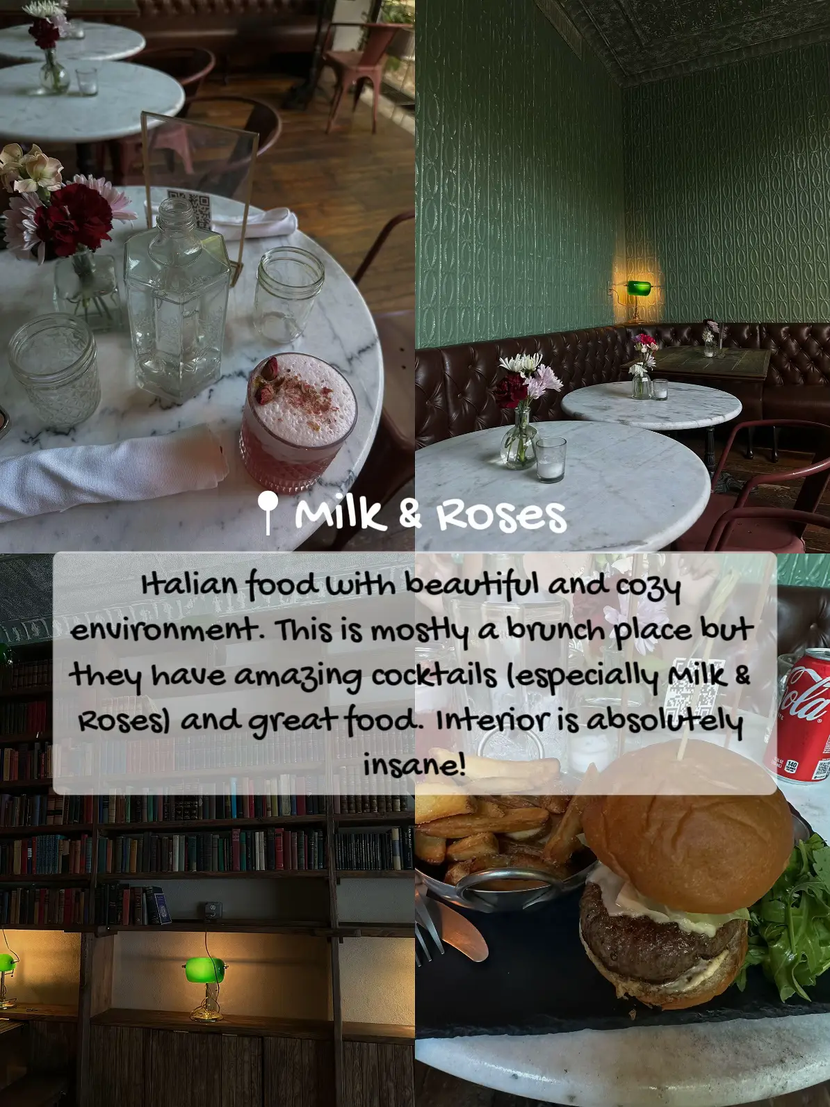  A collage of photos of a restaurant