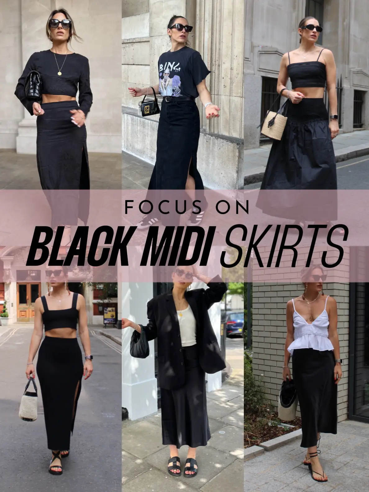 Black Midi Skirts for Women