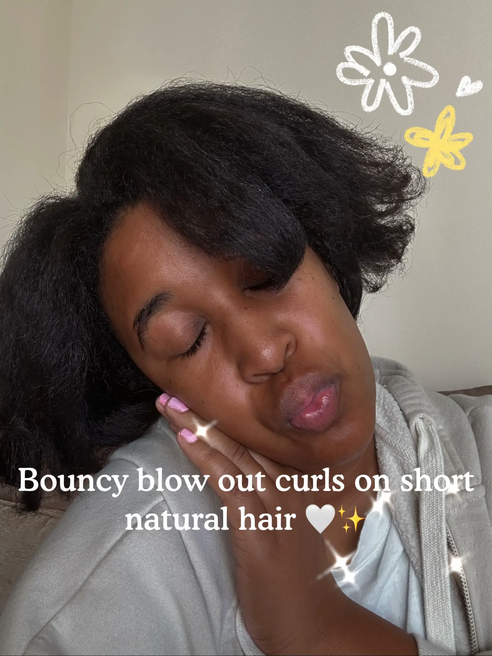 Short natural outlet hair blow out