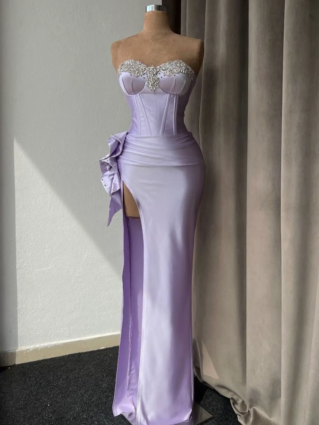 Nya Satin Corset Dress in Lilac