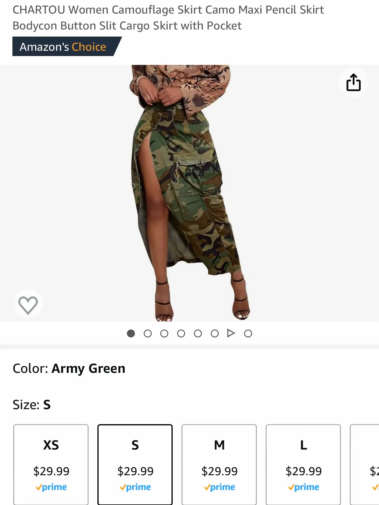 Shape Green Camo High Split Camo Cargo Maxi Skirt