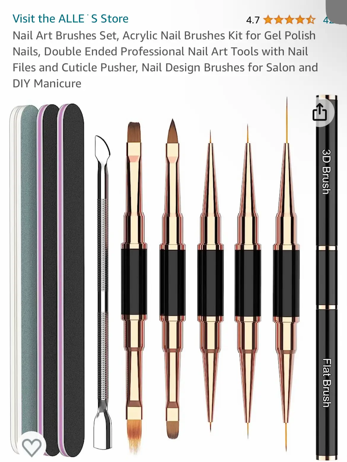 Saviland Nail Art Brushes Set - 6pcs Double-End Nail Art Brushes Kit  Professional Nail Art Tools