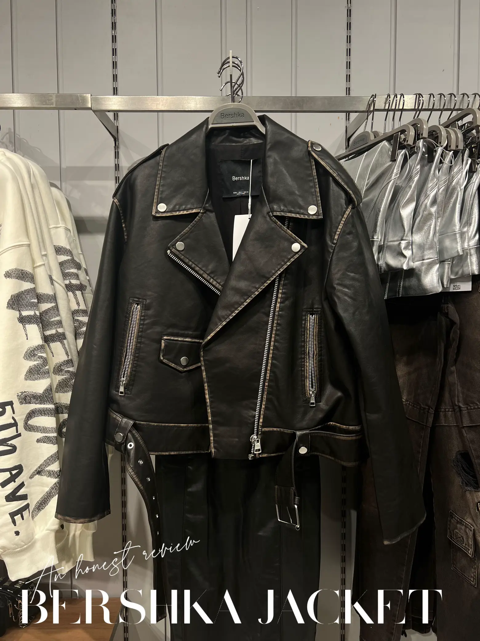 Bershka Faux Leather Jacket in Black for Men