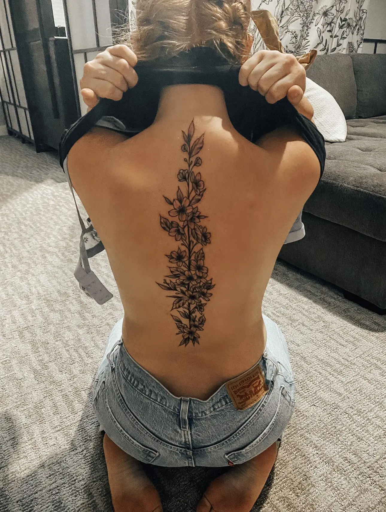 Elegant spine tattoos