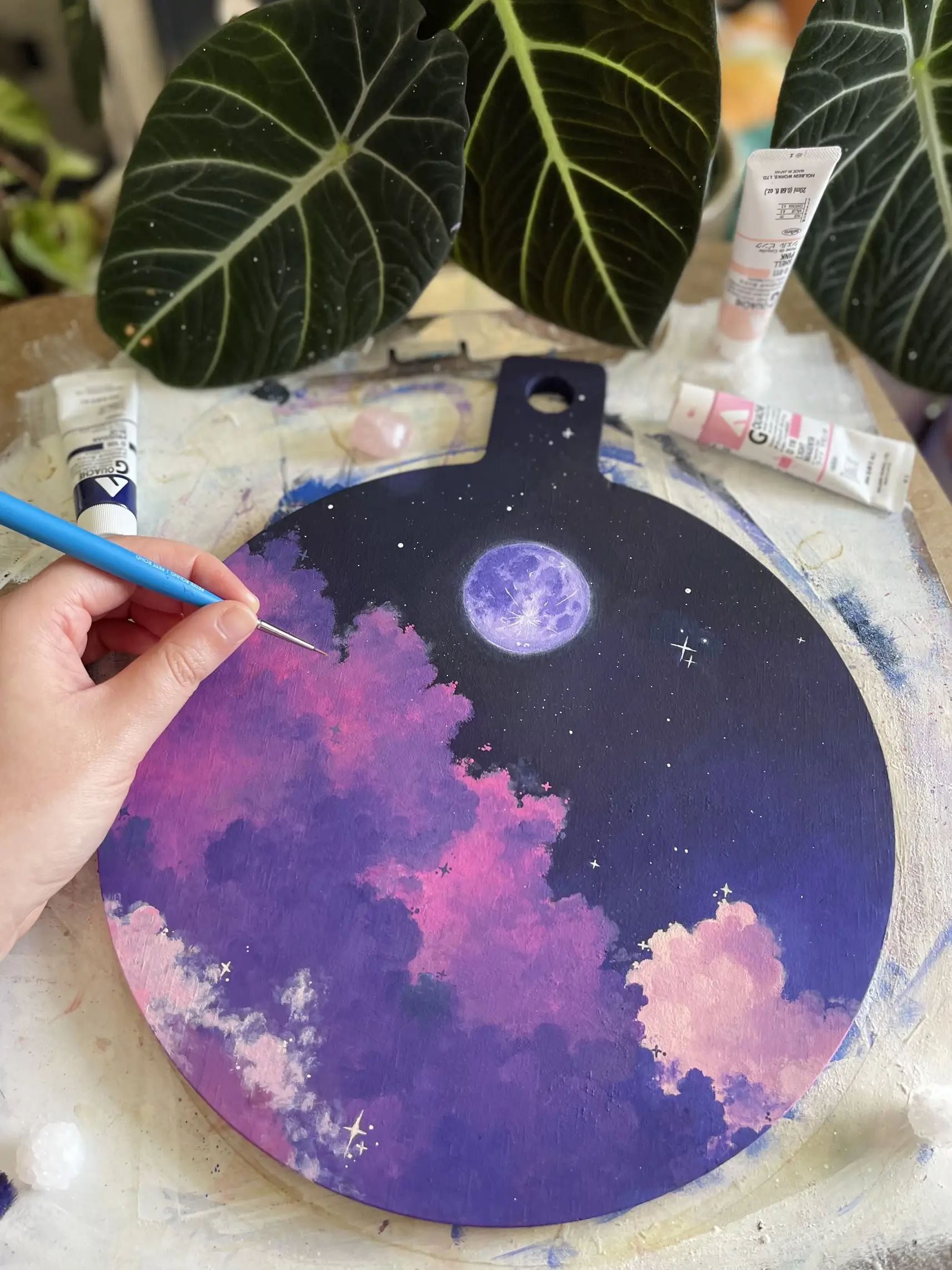 The moon ✨🌙  Diy canvas art, Cute canvas paintings, Circle canvas