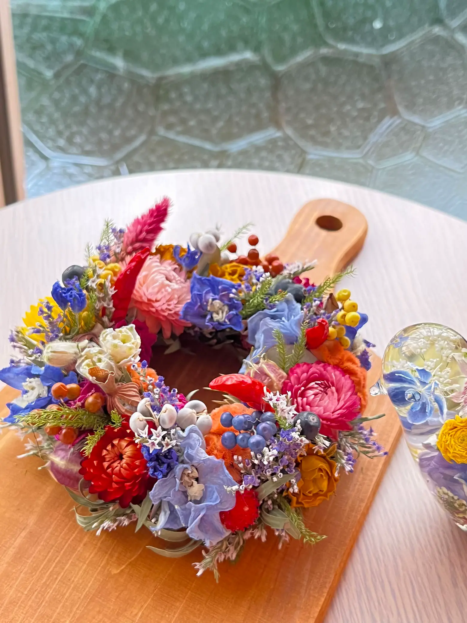 Dried Flower Mini Wreath Wood Plate Arrangement | Gallery posted