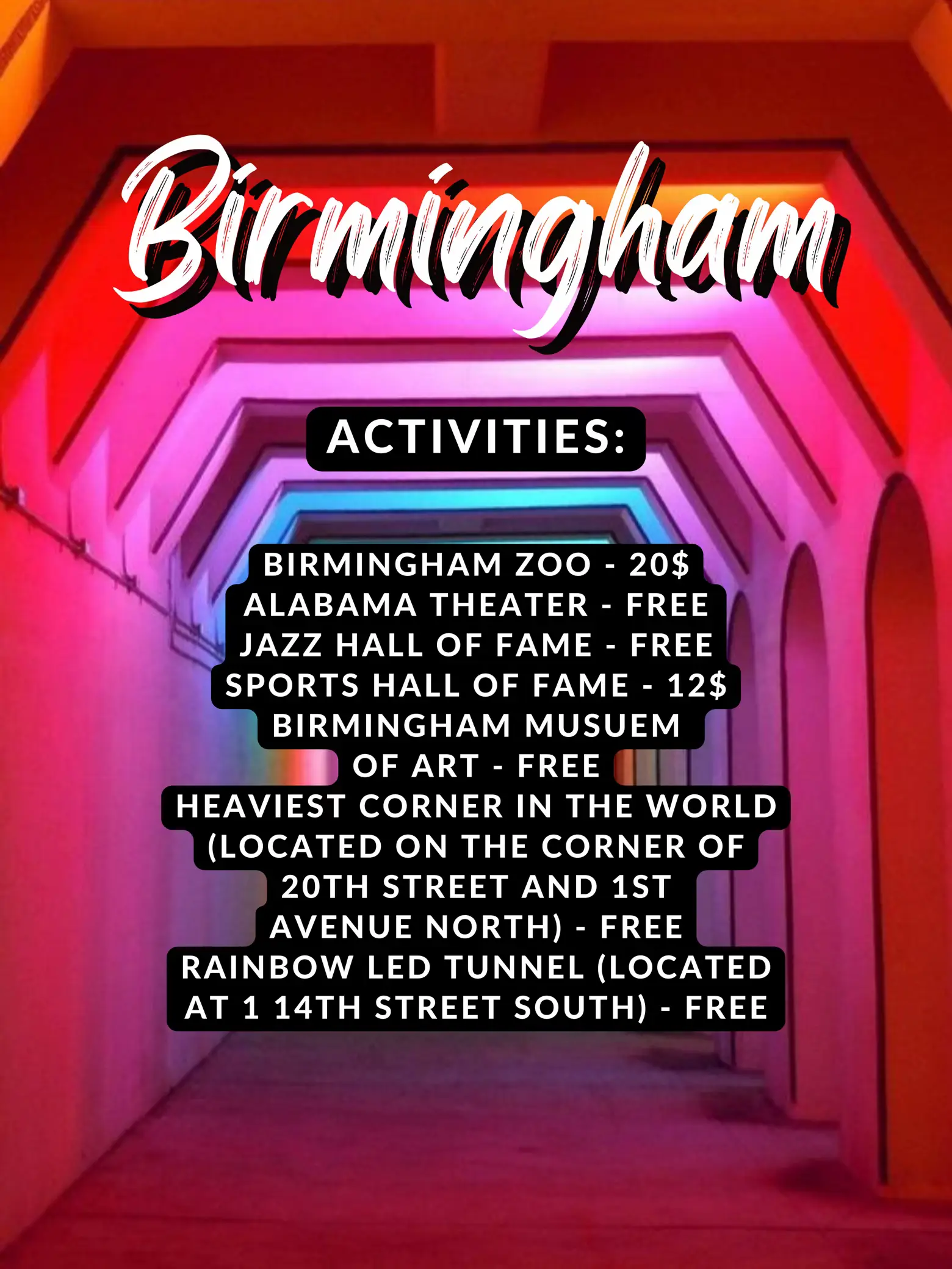  A list of free activities in Birmingham.