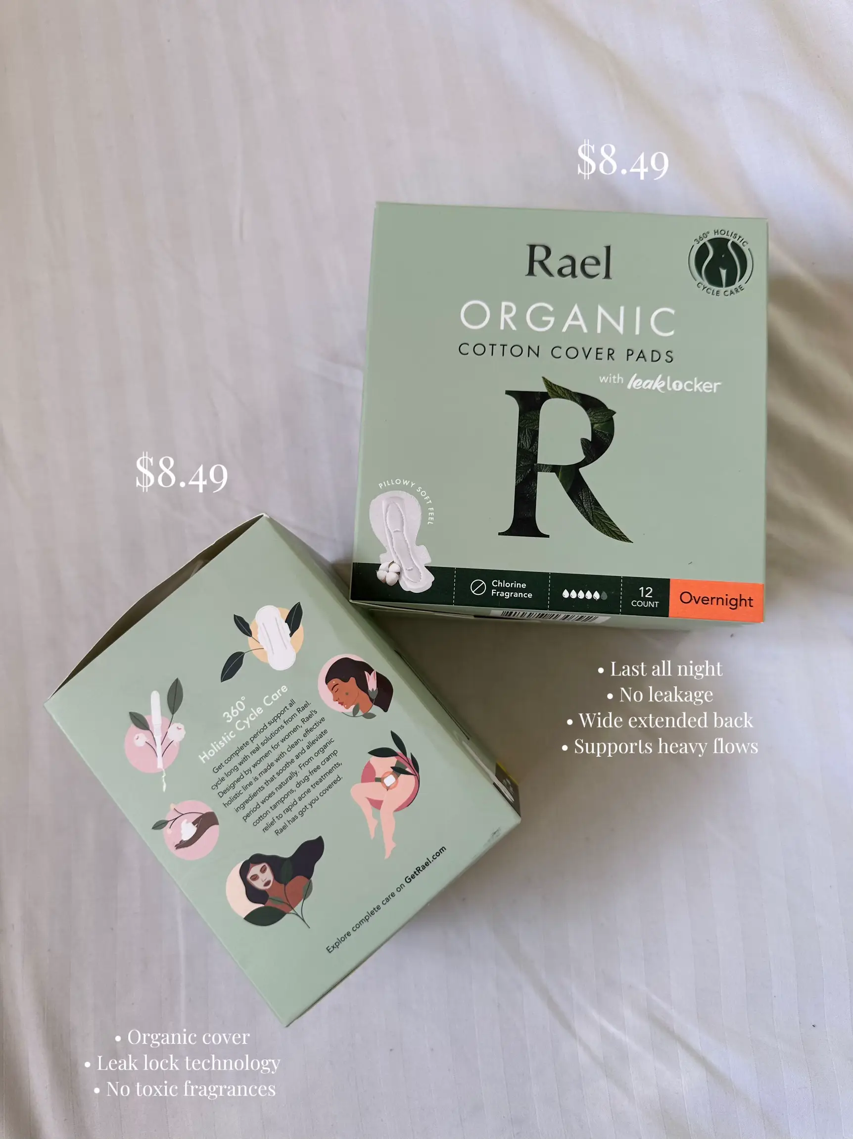 Organic Cotton Cover Overnight Pads | Rael