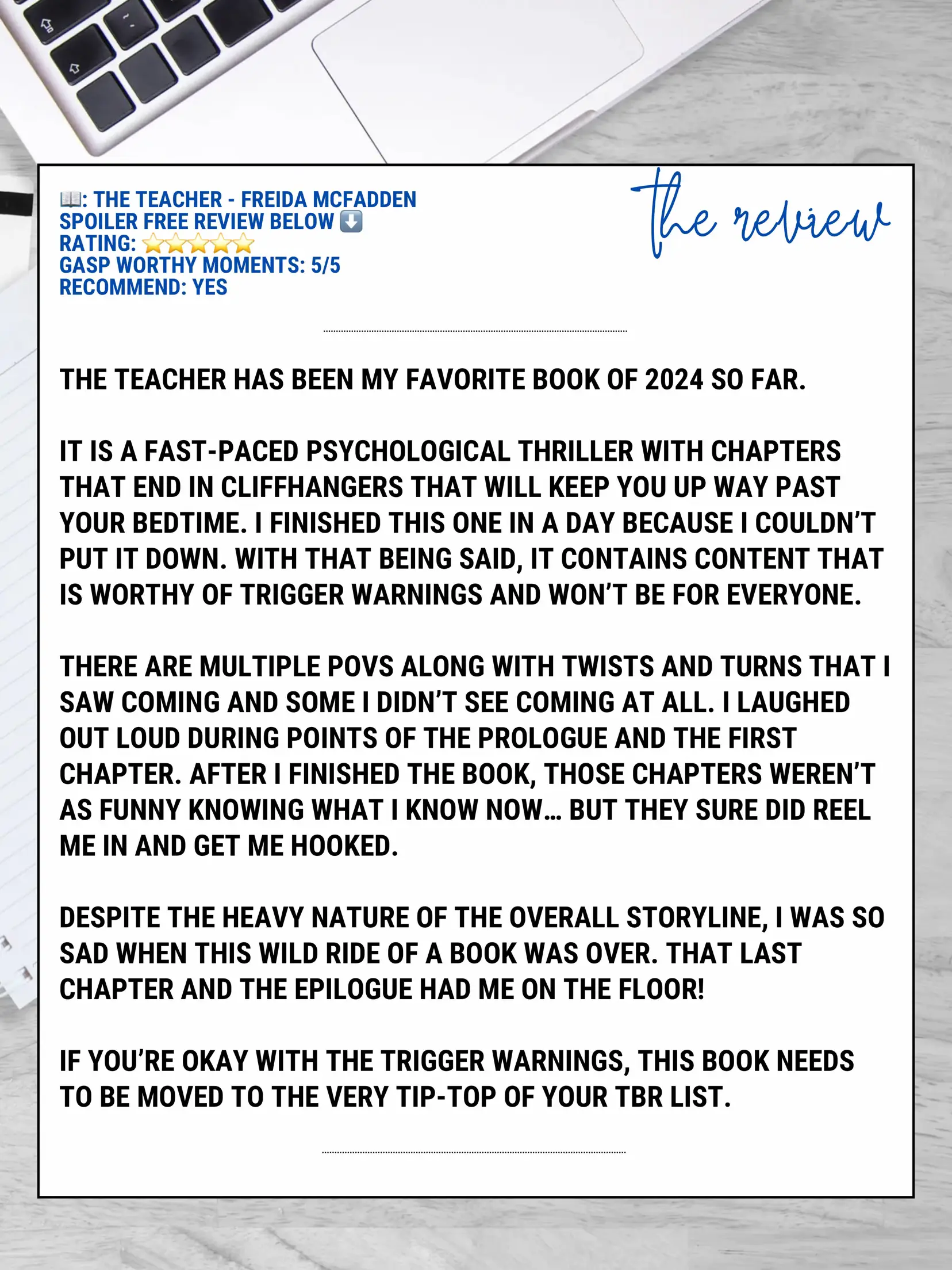 BOOK REVIEW The Teacher Gallery posted by THRILLER READS Lemon8