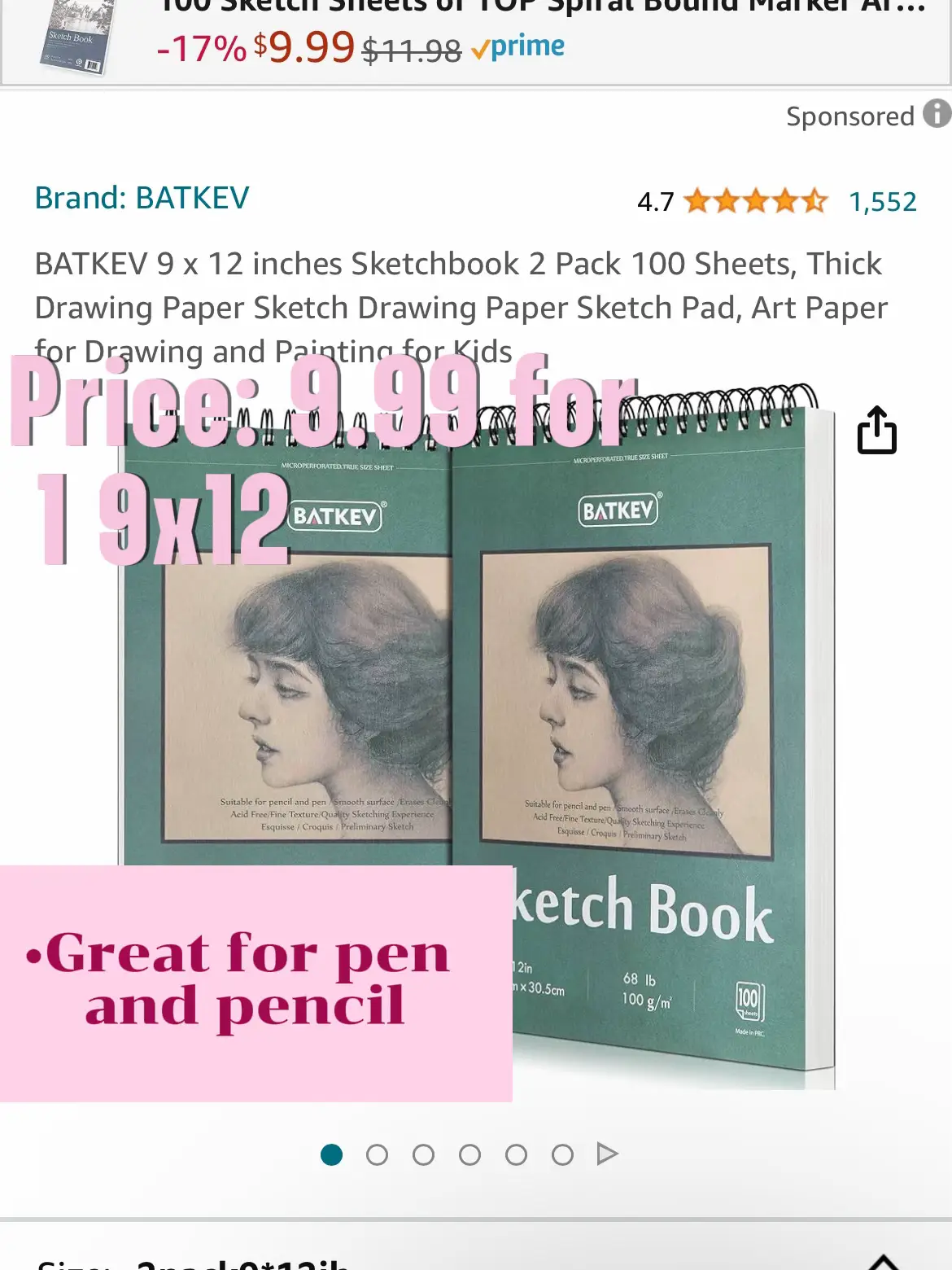 BATKEV 5.5 x 8.5 Inches Sketchbook 2 Pack 100 Sheets, Thick Drawing Paper Sketch Drawing Paper Sketch Pad, Art Paper for Drawing and Painting for