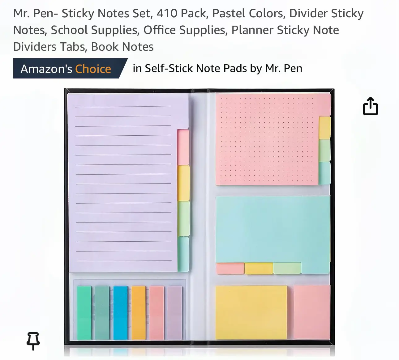Mr. Pen- Sticky Note Set, 410 Pack, Pastel Colors, Sticky Notes Tabs,  Divider Sticky Notes 