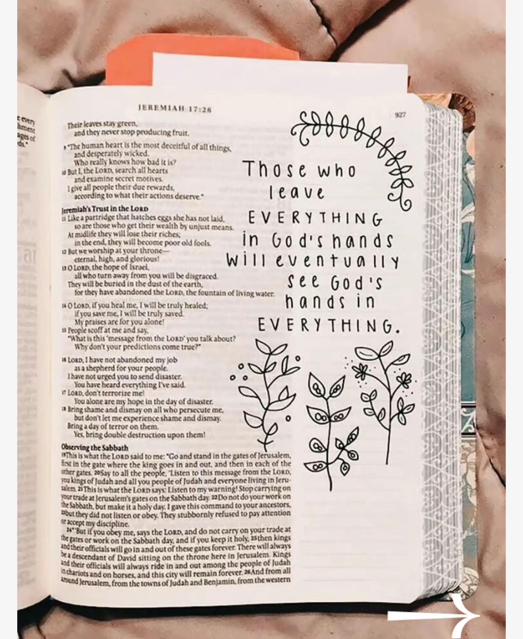  A list of verses from a book with a quote at the top that says "Those who leave EVERYTHING in God's hands".