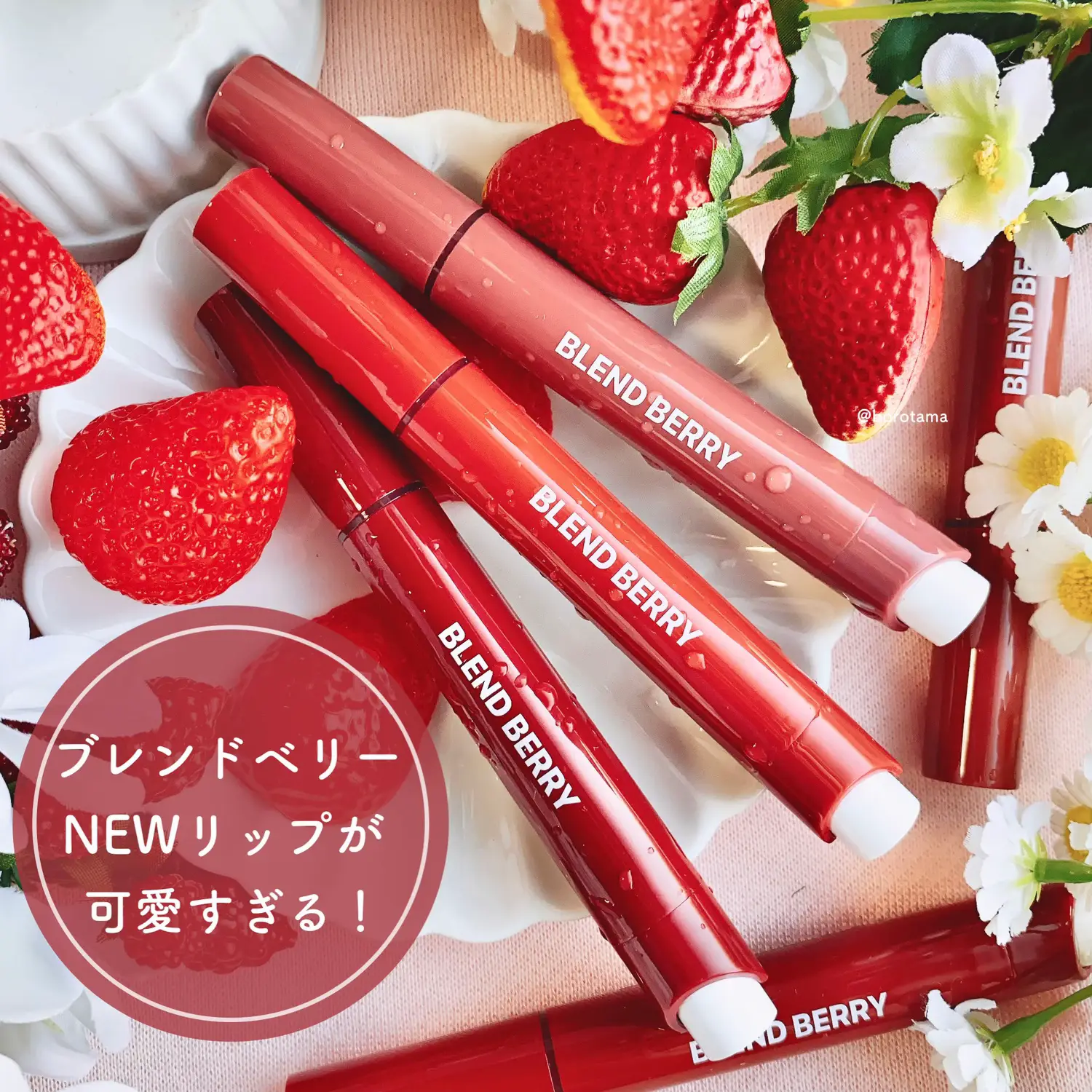 🍓ぷっくり苺リップ 全色先行スウォッチあり！🍓 | borotamaが投稿した