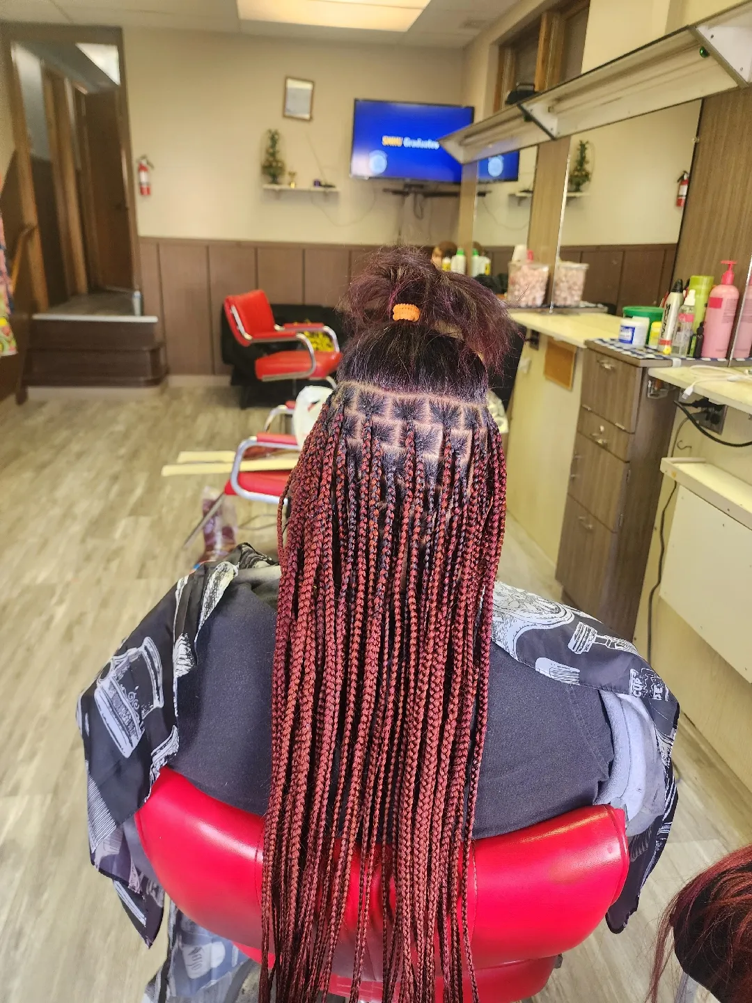 Brandy's Braids - Smedium Burgundy Knotless Box Braids