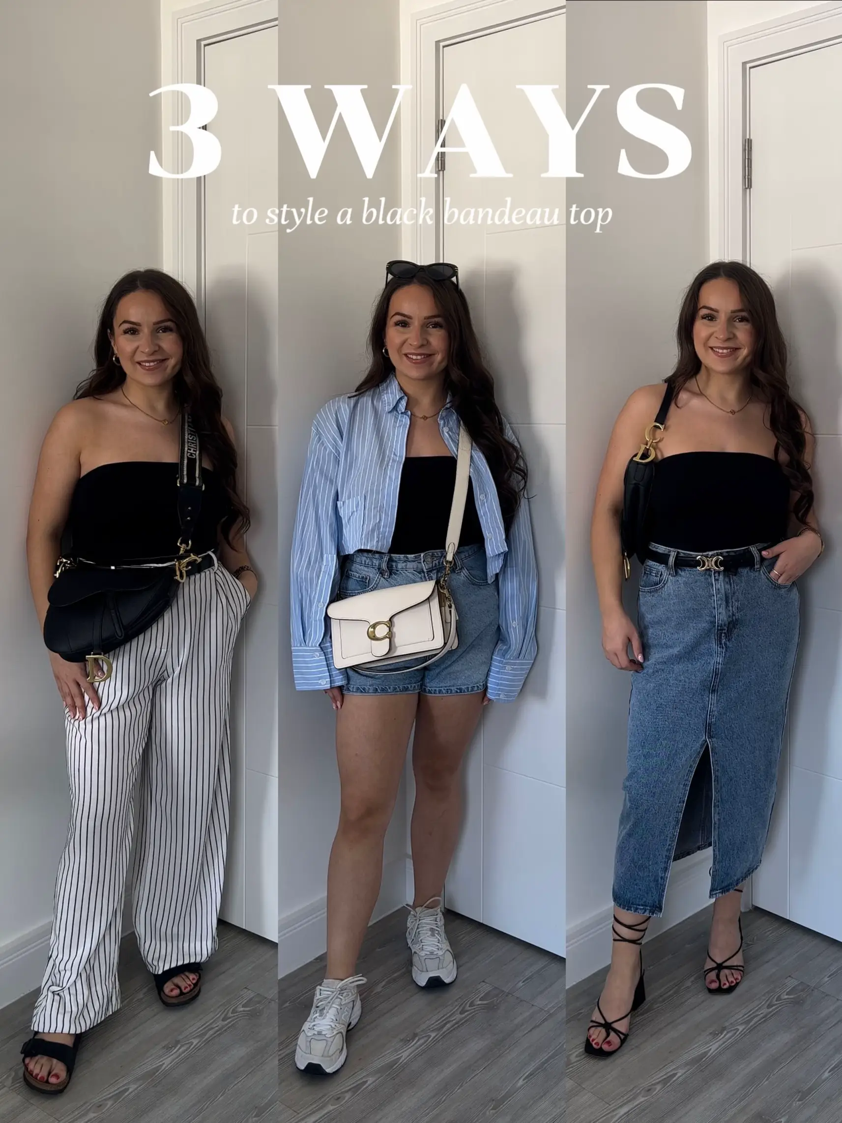 3 WAYS TO STYLE A BLACK BANDEAU TOP 🖤, Gallery posted by mollyolivia__x