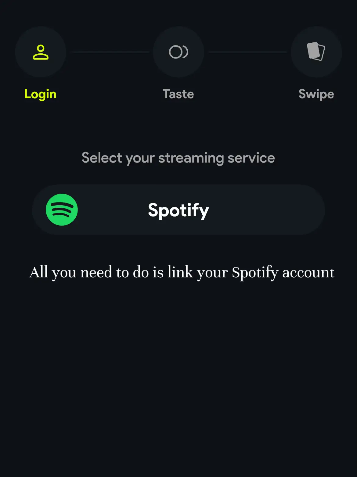  A screen showing a Spotify login page.