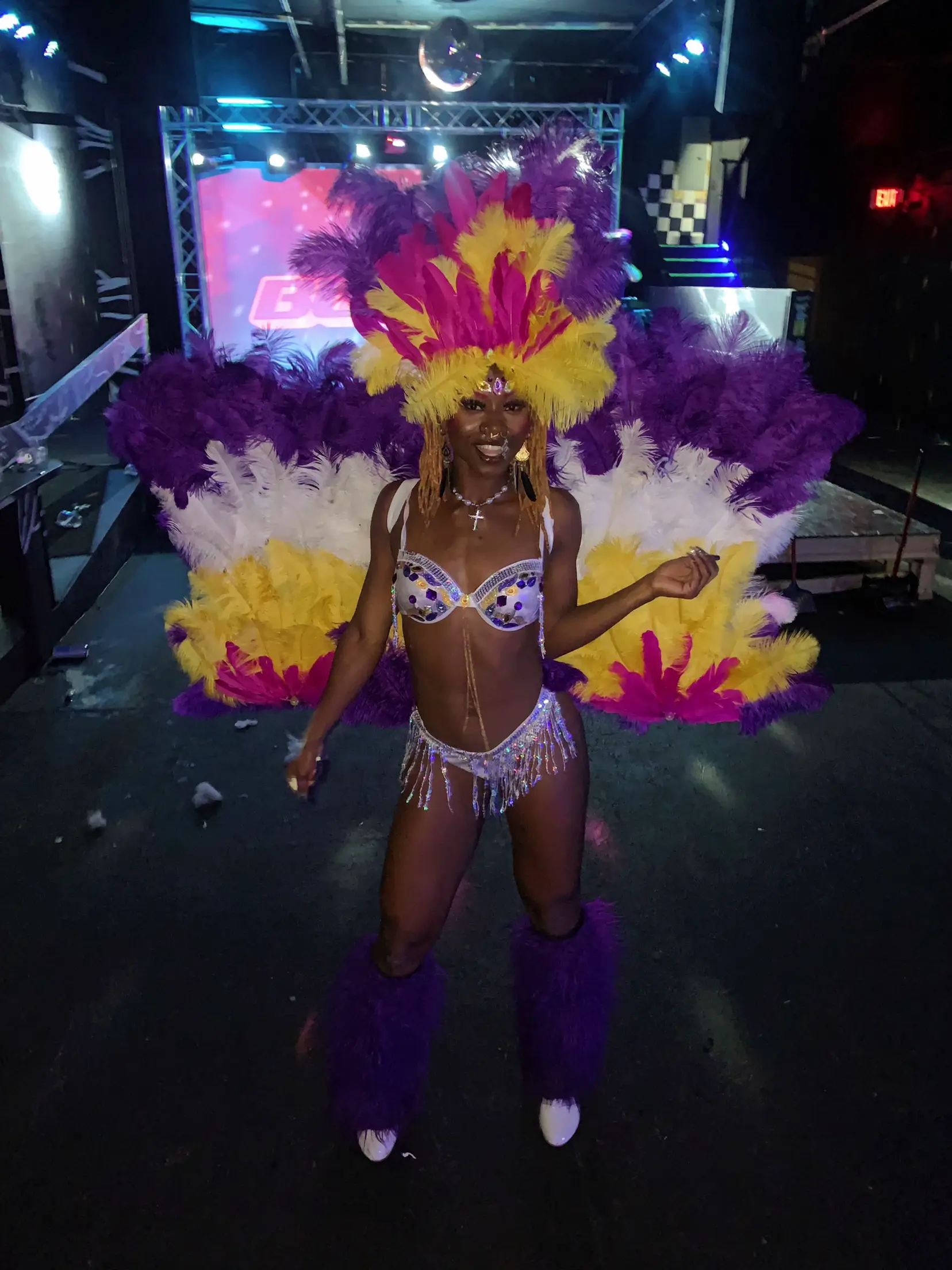 Feather Carnival Costume Samba Backpack - Adult Cosplay/Halloween