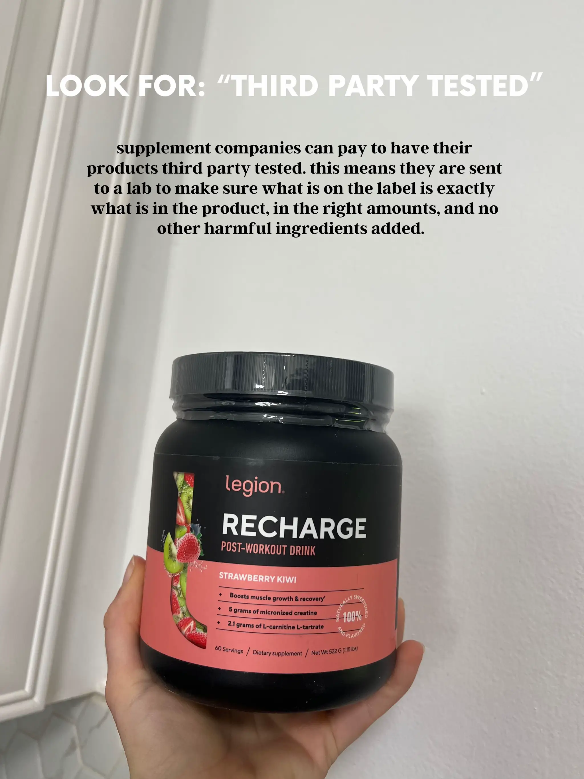 Legion Recharge Post Workout Supplement - All Natural Muscle Builder &  Recovery Drink with Micronized Creatine Monohydrate. Naturally Sweetened &  Flavored, Safe & Healthy (Fruit Punch, 30 Serve) Fruit Punch 30 Servings (Pa