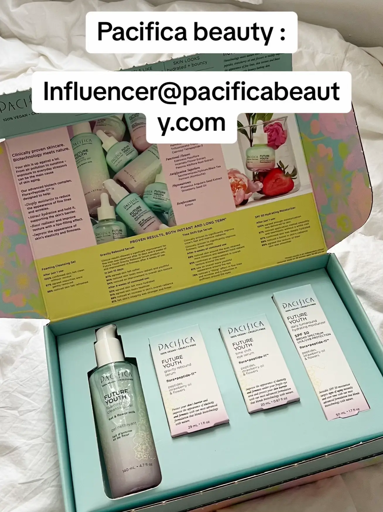  A box of Pacifica beauty products.
