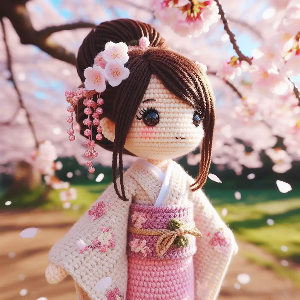 春の桜舞い、和服の少女が手編みの花飾り | Toy Rubyが投稿したフォト