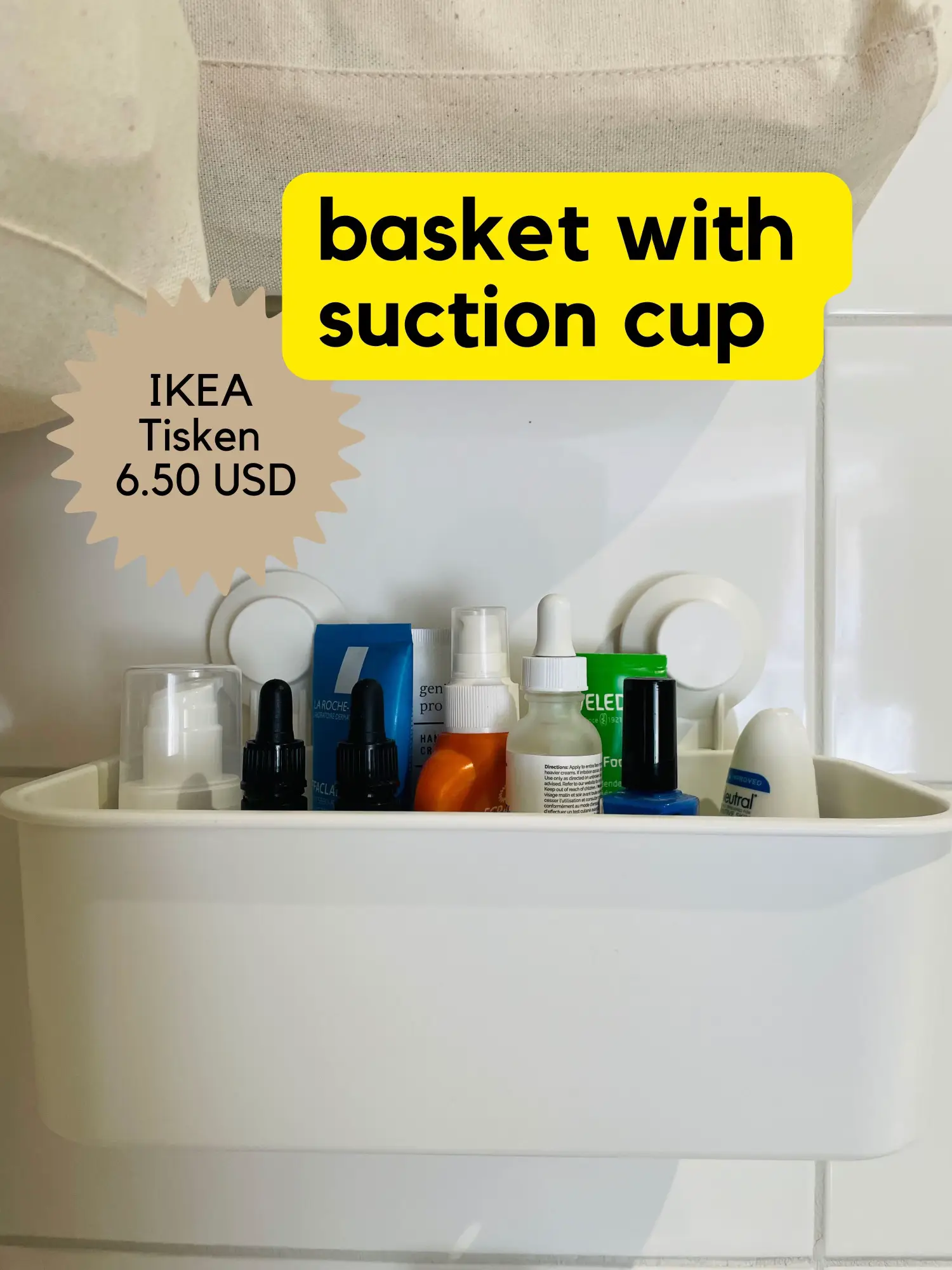 Magic Shower Suction Basket, White