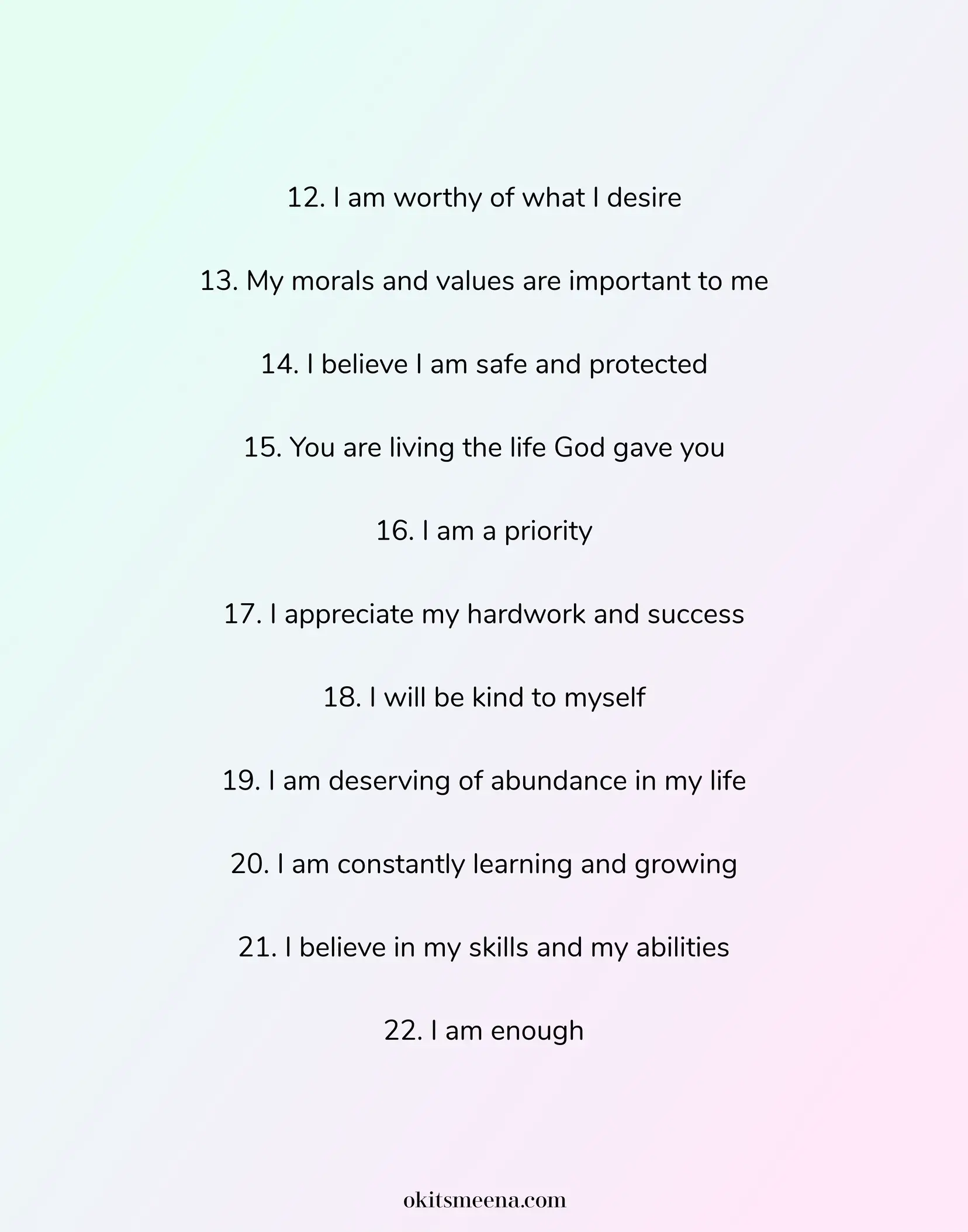  A list of positive affirmations