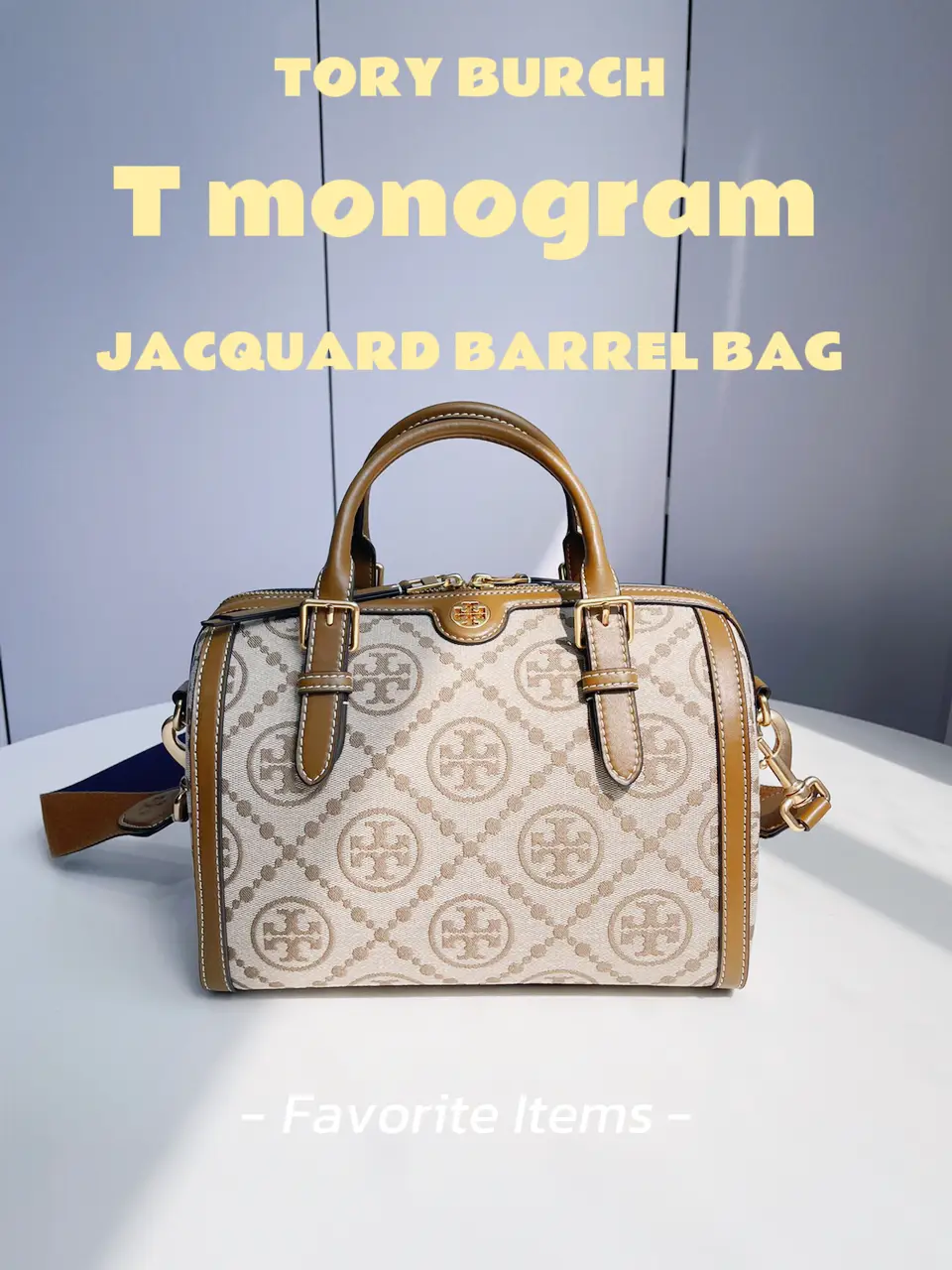 T Monogram Jacquard Barrel Bag