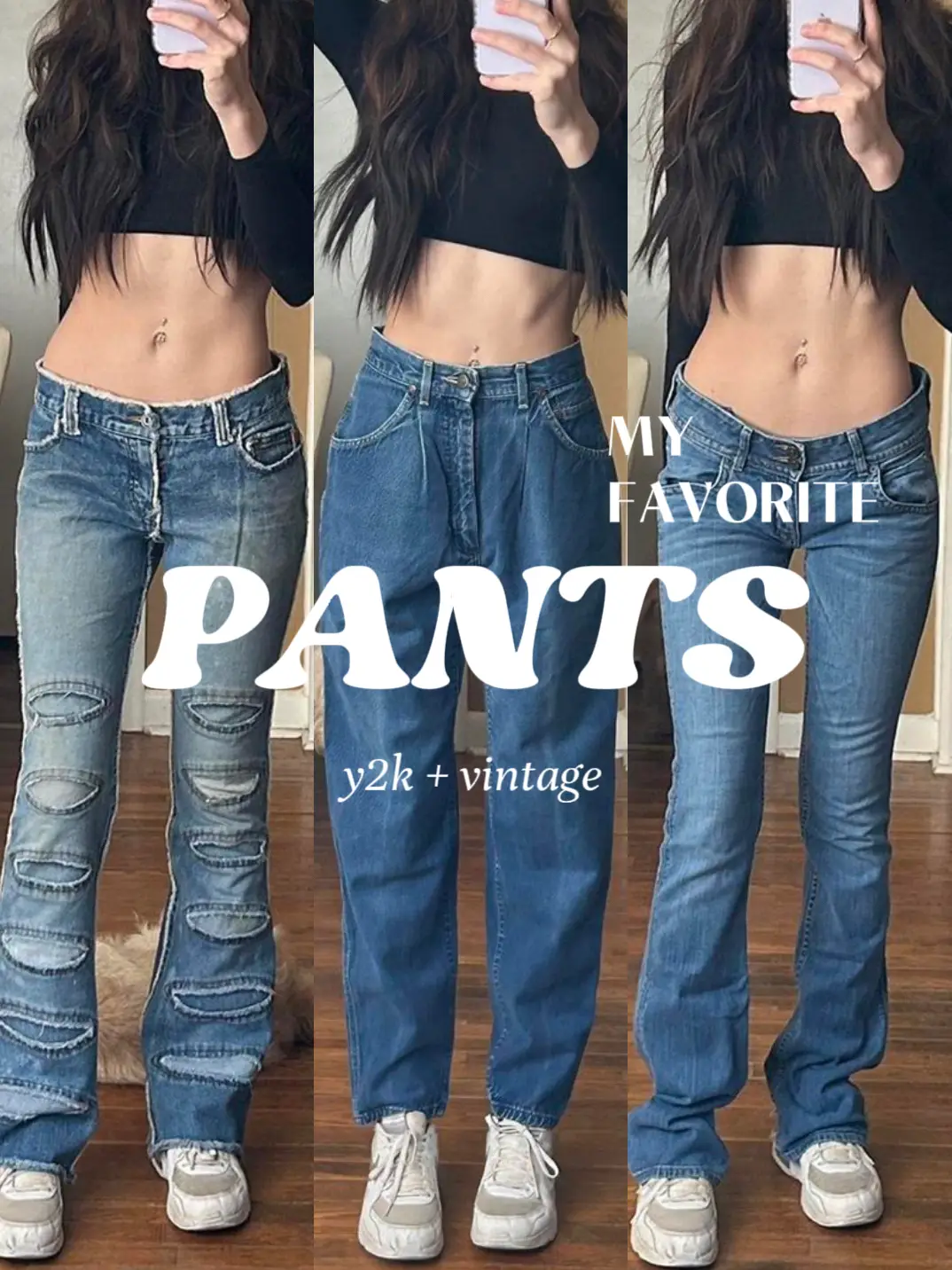 Low Waisted Y2K Flare Jeans Aesthetic Retro 2000s Cute Denim