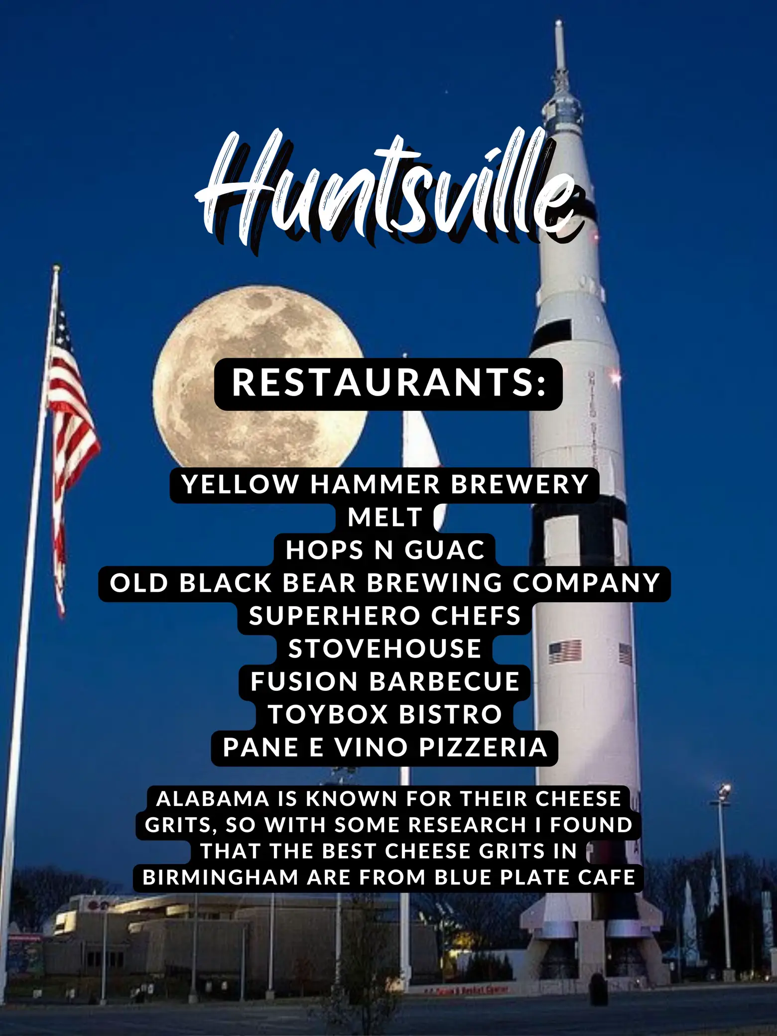  A list of restaurants in Huntsville, Al.