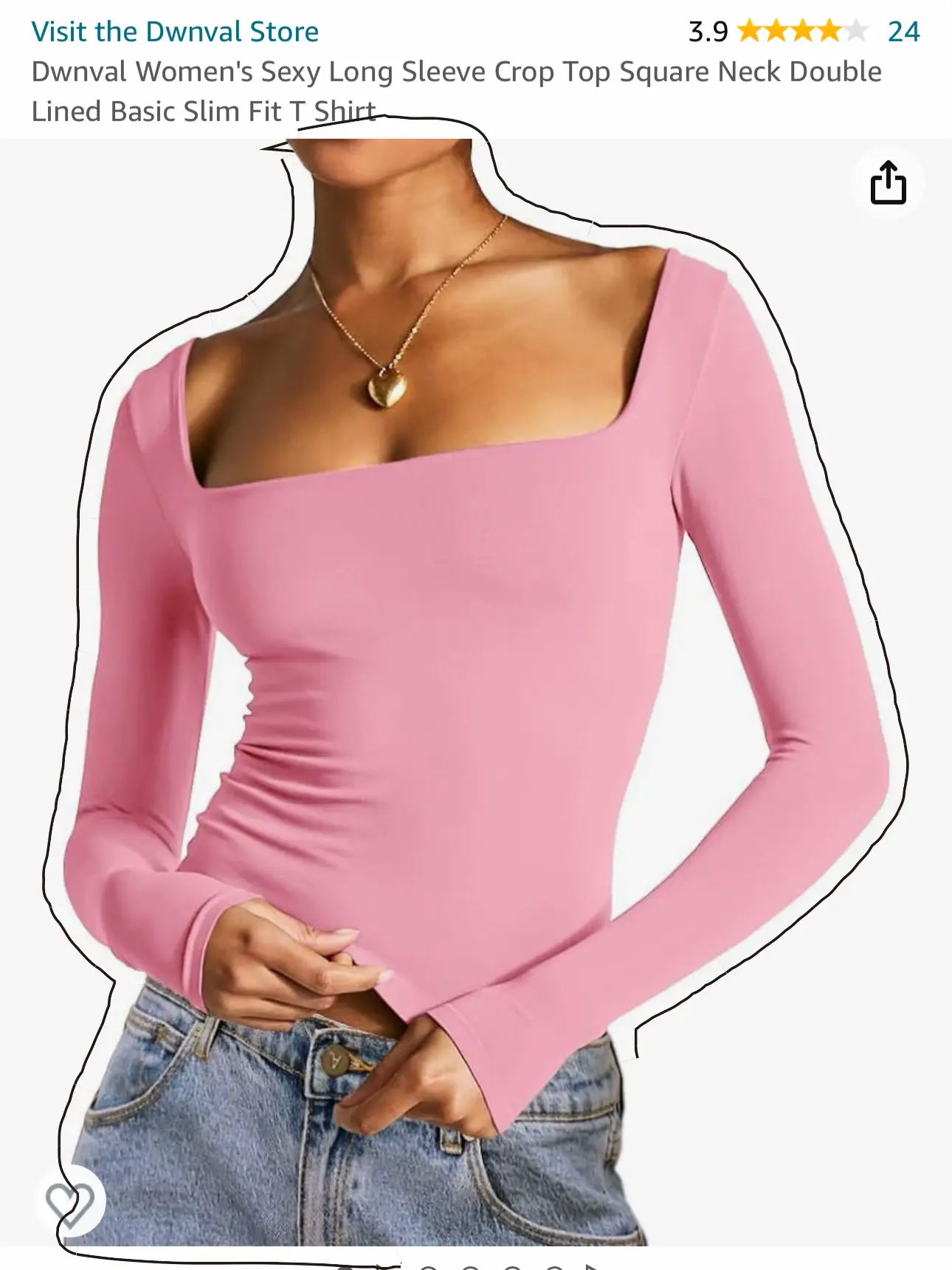 Dwnval Women's Sexy Long Sleeve Crop Top Square Neck Double Lined Basic  Slim Fit T Shirt : : Clothing, Shoes & Accessories