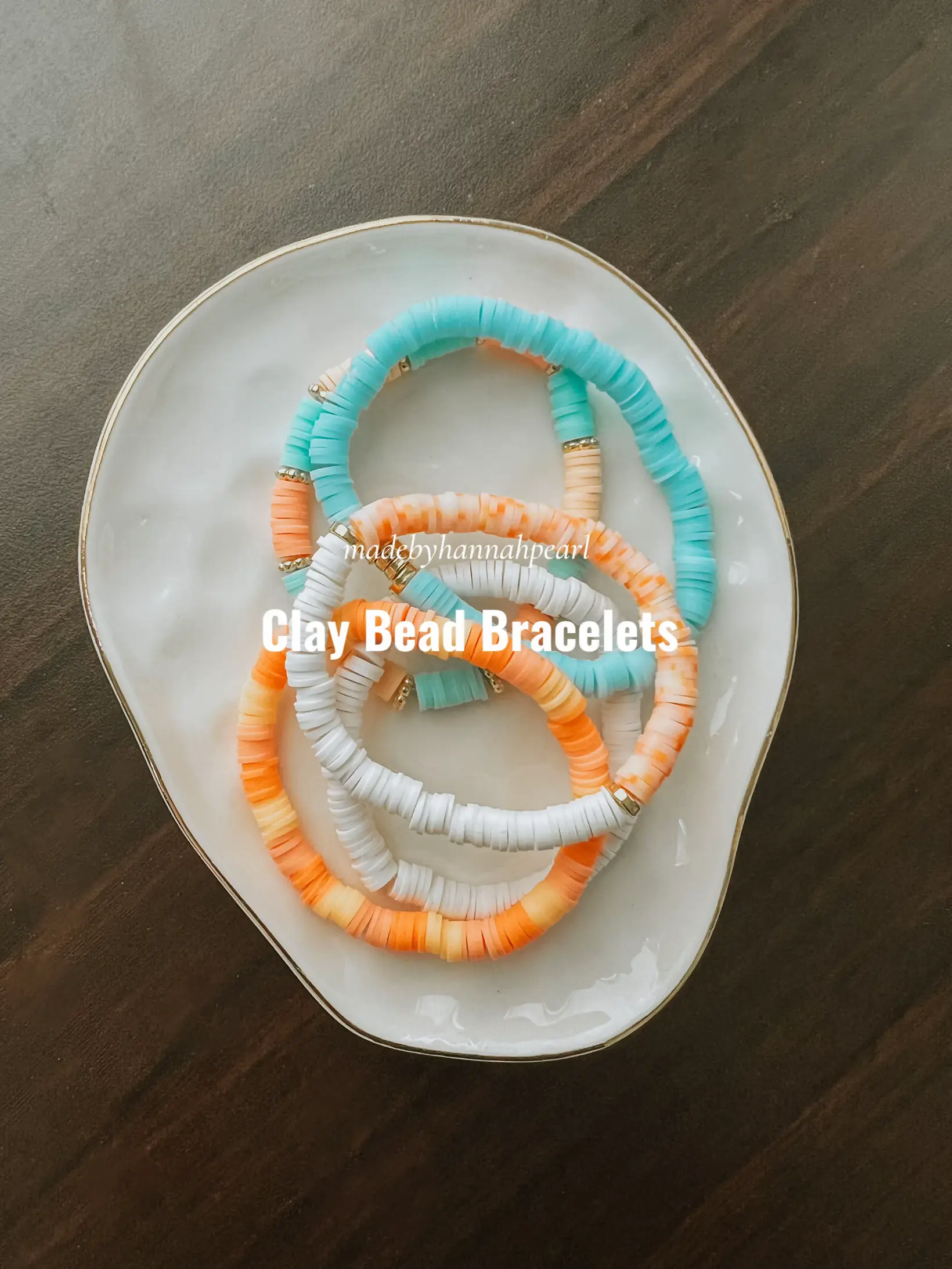 Clay Bead/Flat Bead Bracelets with White Seed Beads!