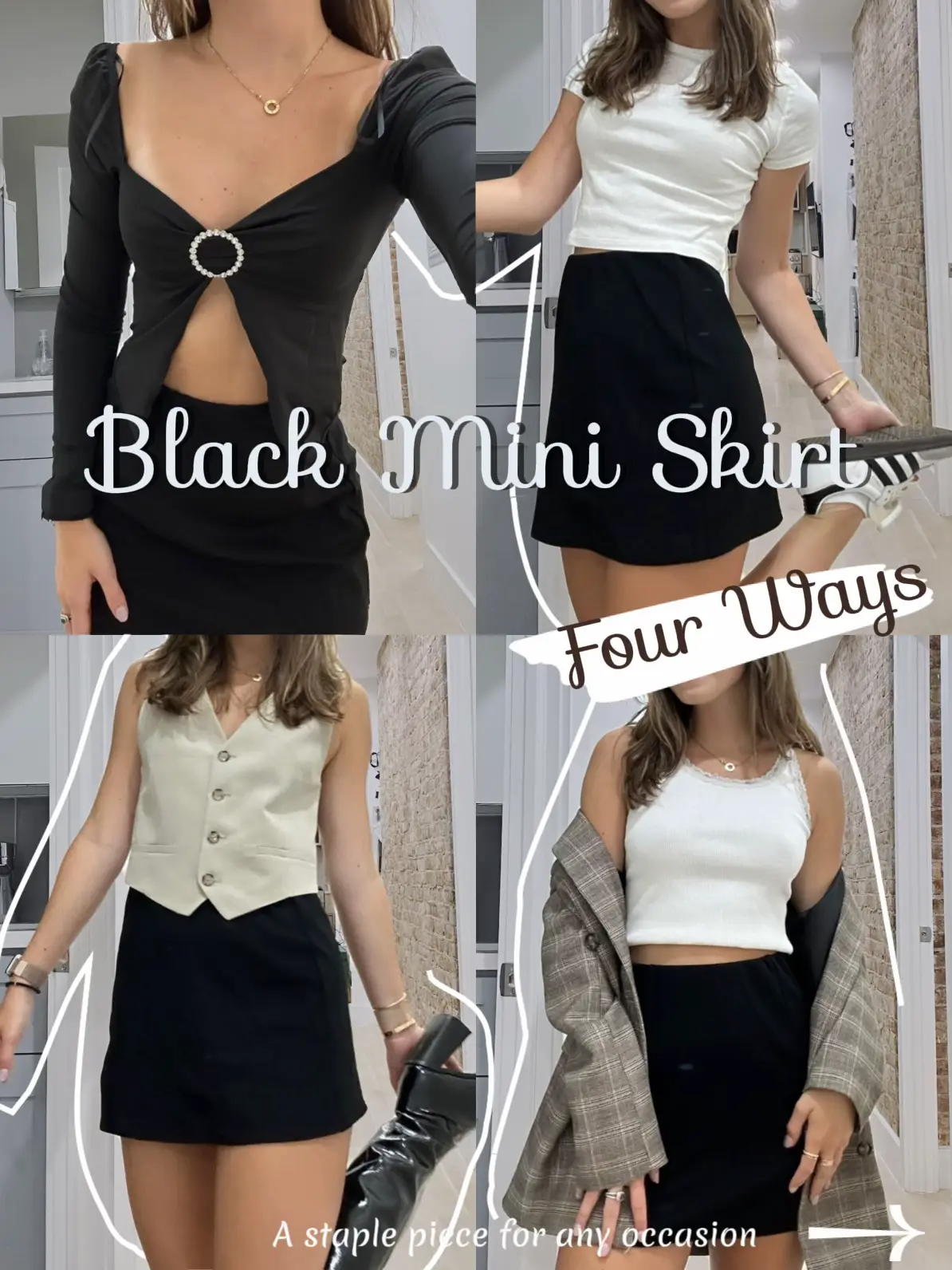 4 OUTFITS WITH A BLACK MINI SKIRT