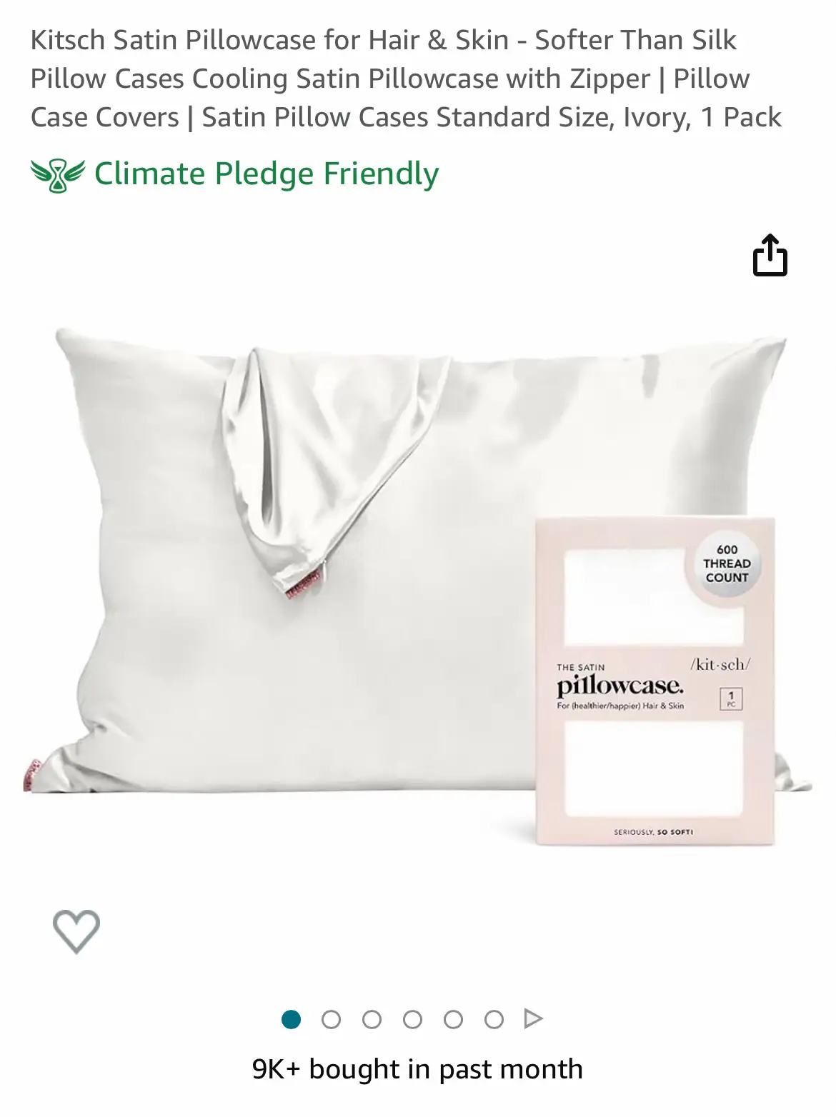 Kitsch Satin Pillowcase for Hair & Skin - Softer Than Silk Pillowcase |  Standard Size (Dot, 1 Pack)
