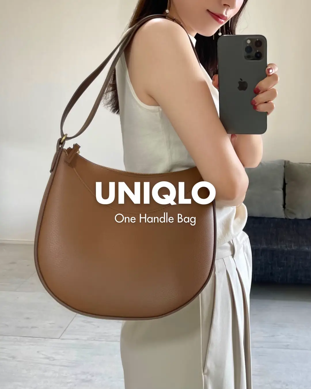 UNIQLO Faux-Leather One Handle Bag Black/Brown Crossbody 463634