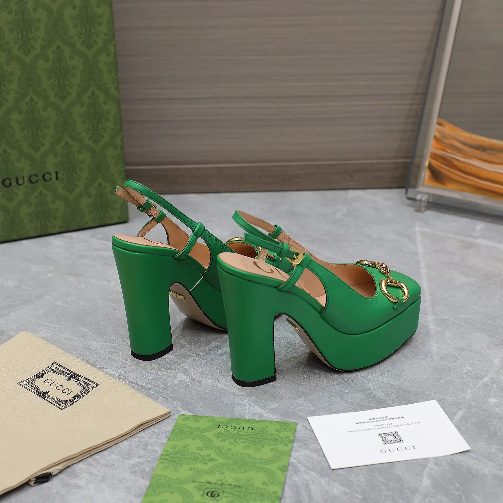 Green on sale gucci heels