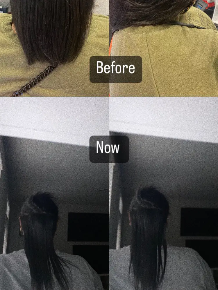  Two pictures of a woman's hair before she had it cut.