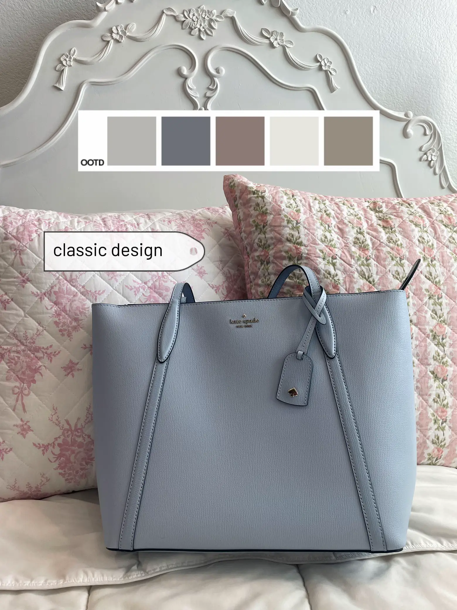 Kate spade grey on sale and white purse