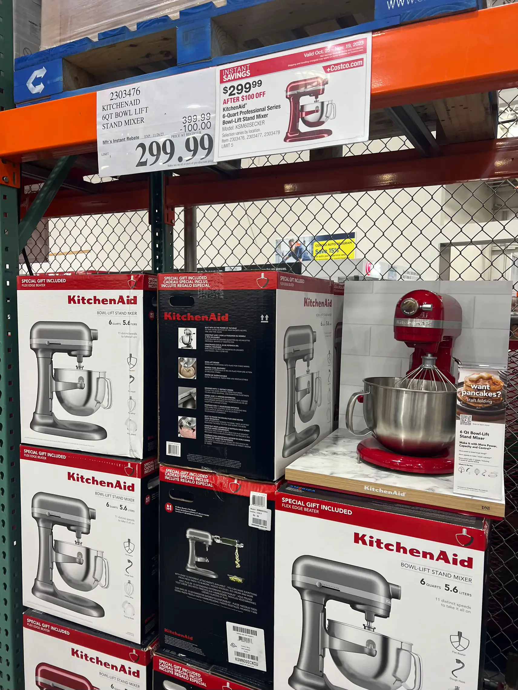 Costco KitchenAid 6 Quart Bowl-Lift Stand Mixer 399.99