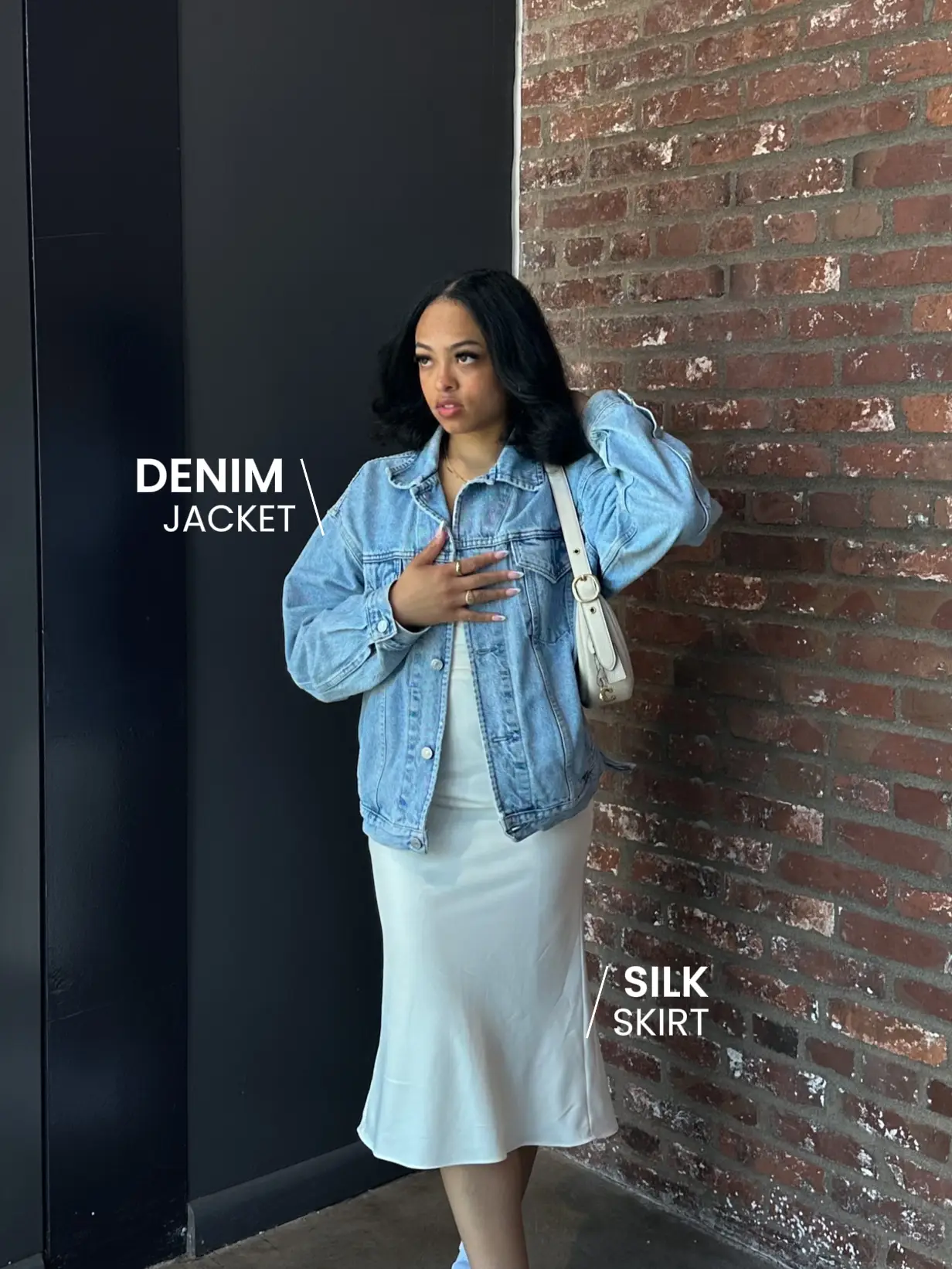 Silk skirt outlet denim shirt