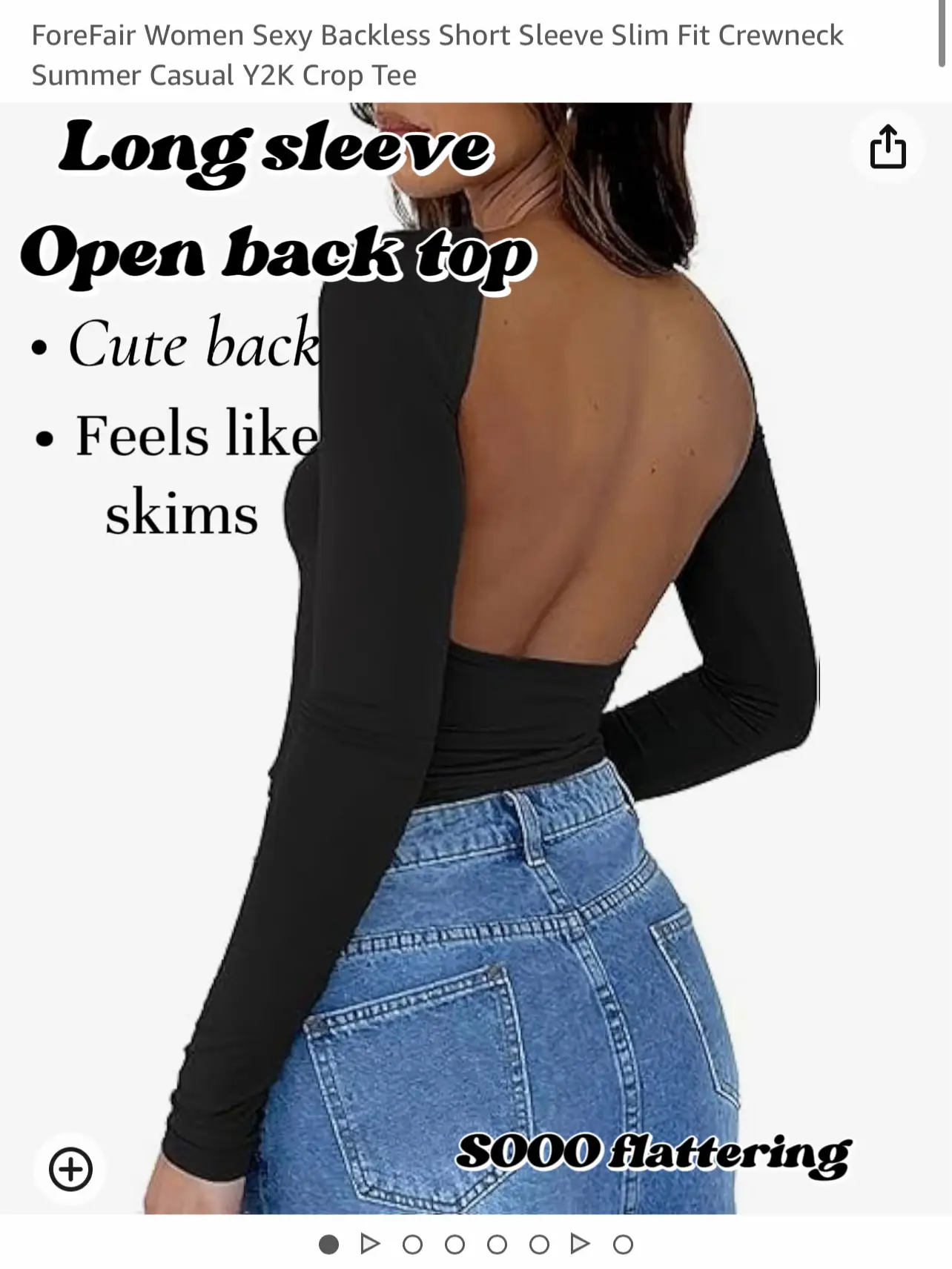 ForeFair Women Sexy Backless Short Sleeve Slim Fit Crewneck Summer