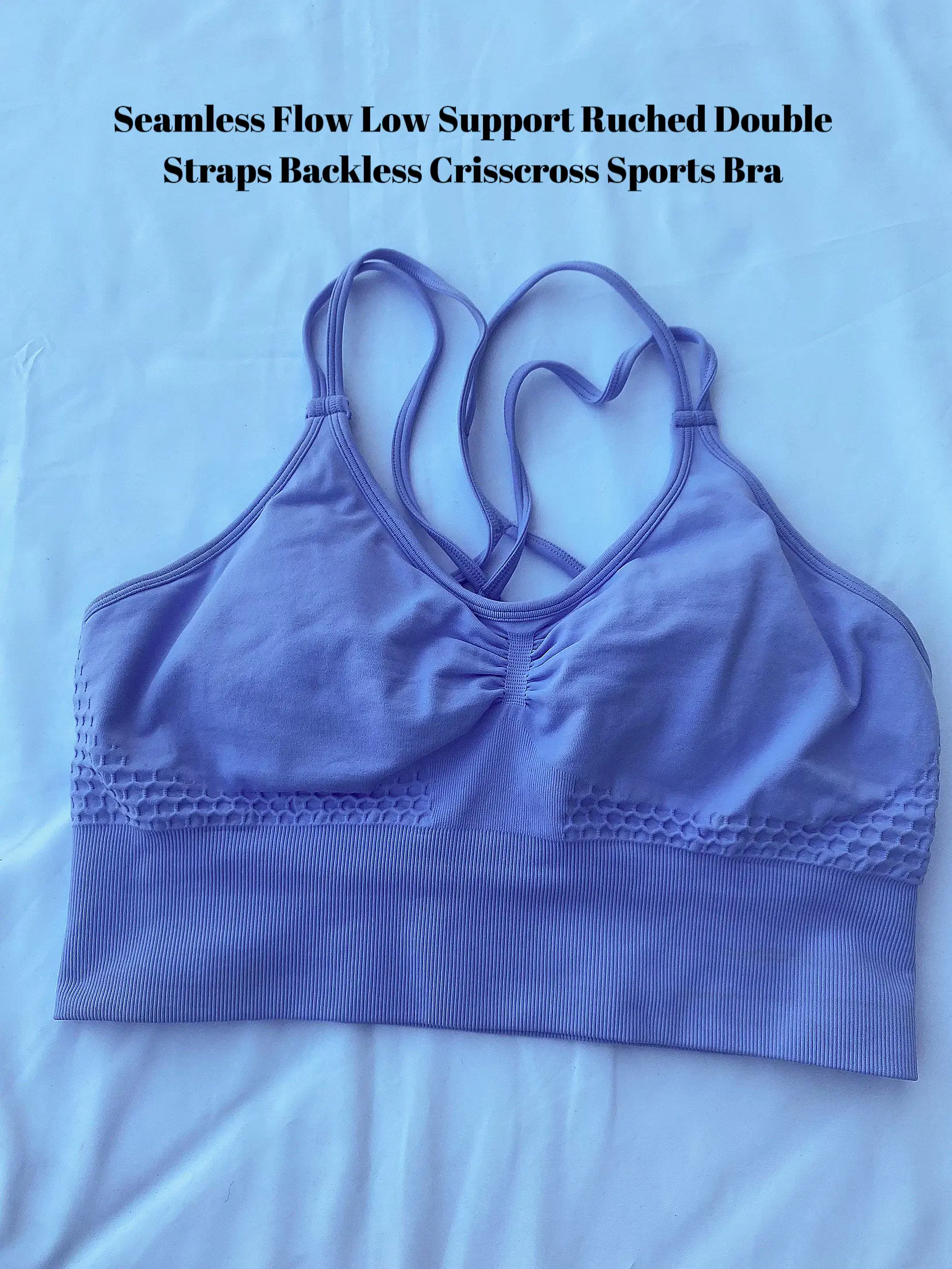 Seamless Flow Low Support Ruched Double Straps Backless Crisscross Sports  Bra