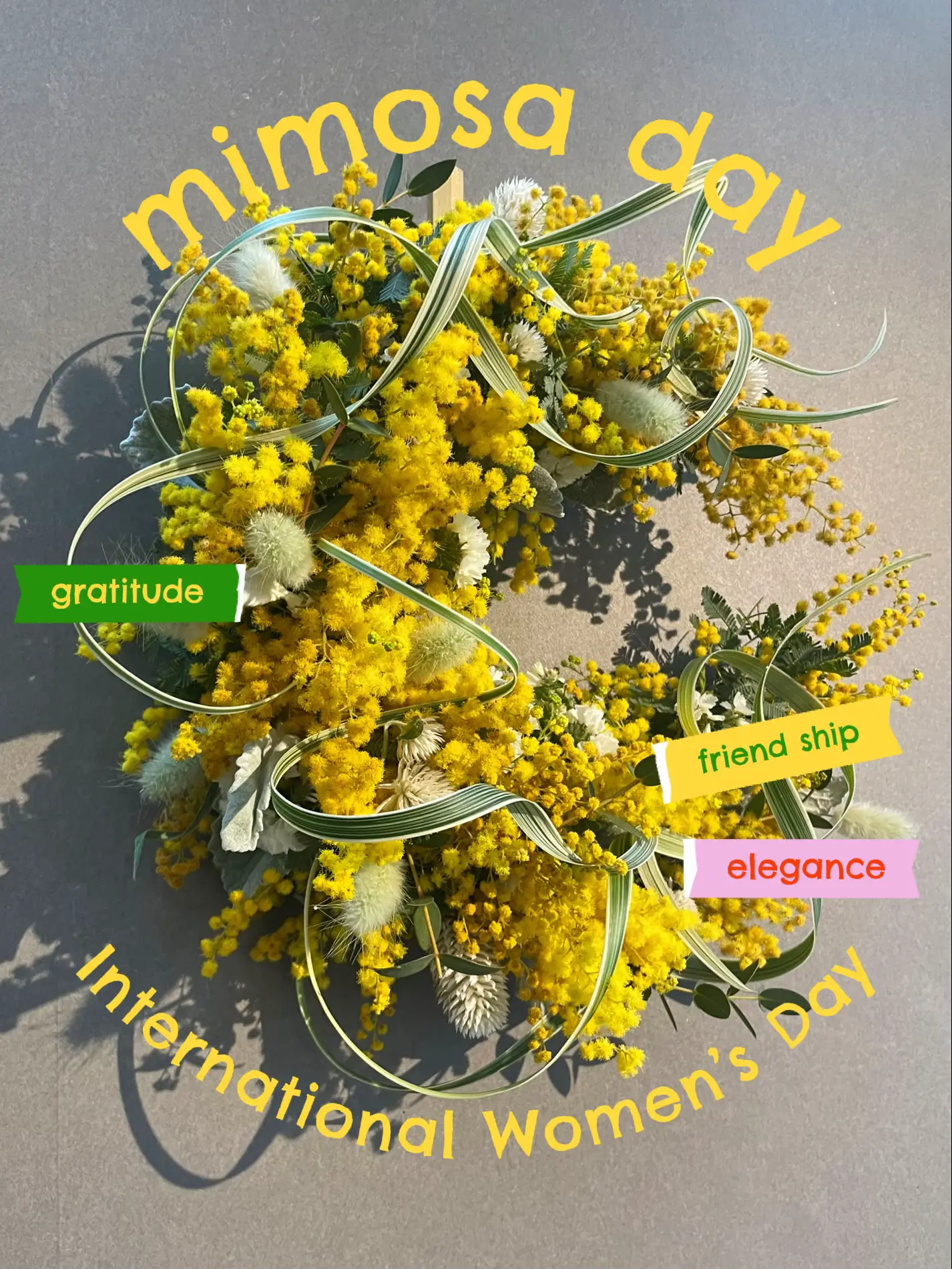 ミモザフライングリース ミモザの鳥の巣風フライングリース